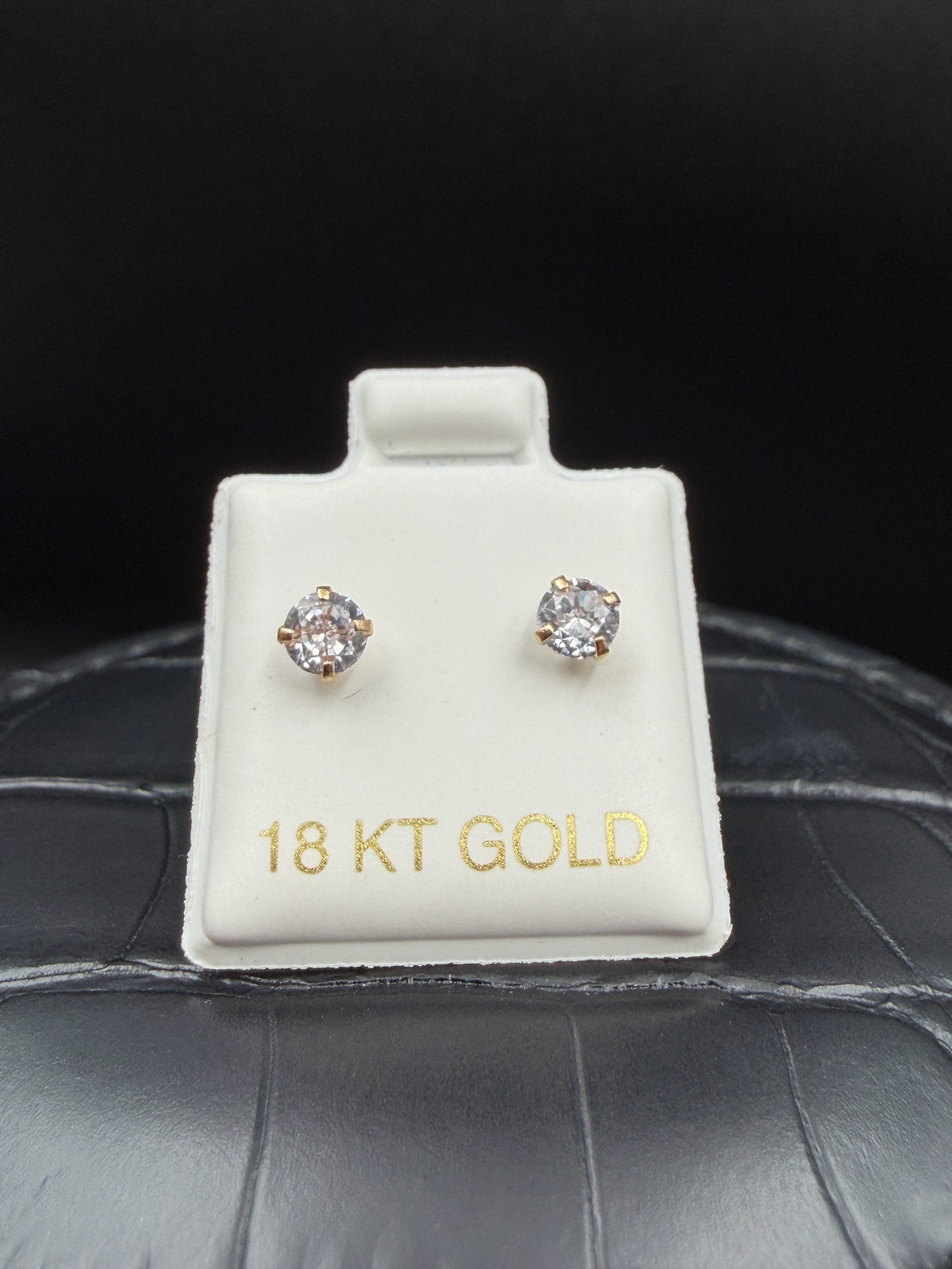 Aretes - Topos Zirconia Blanca Oro 18K Italiano