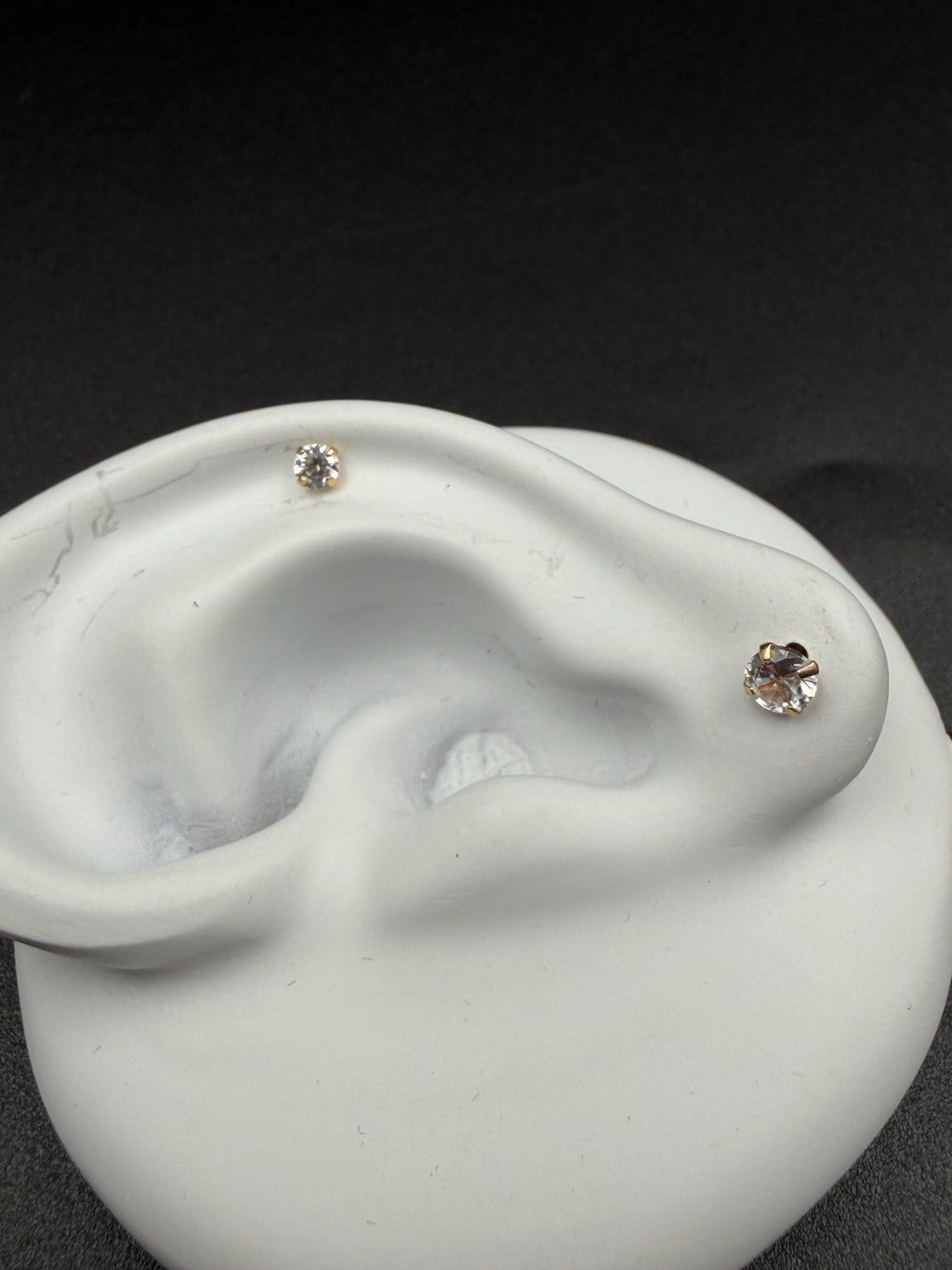 Aretes - Topos Zirconia Blanca Oro 18K Italiano