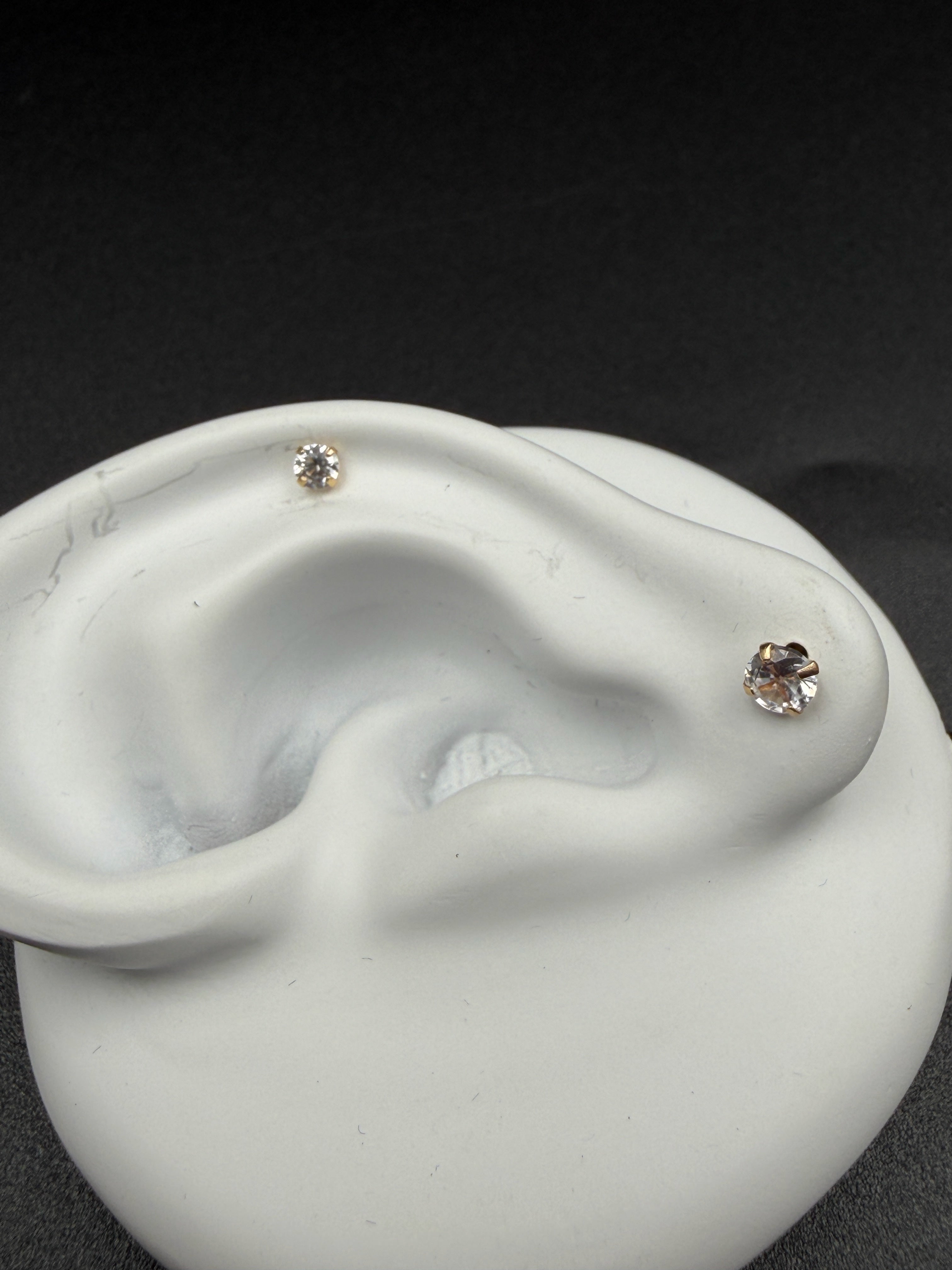 Aretes - Topos Zirconia Blanca Oro 18K Italiano
