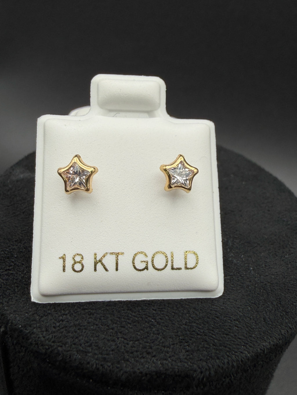 Aretes - Topos Estrella Zirconia Blanca Oro 18K Italiano