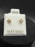 Aretes - Topos Estrella Zirconia Blanca Oro 18K Italiano