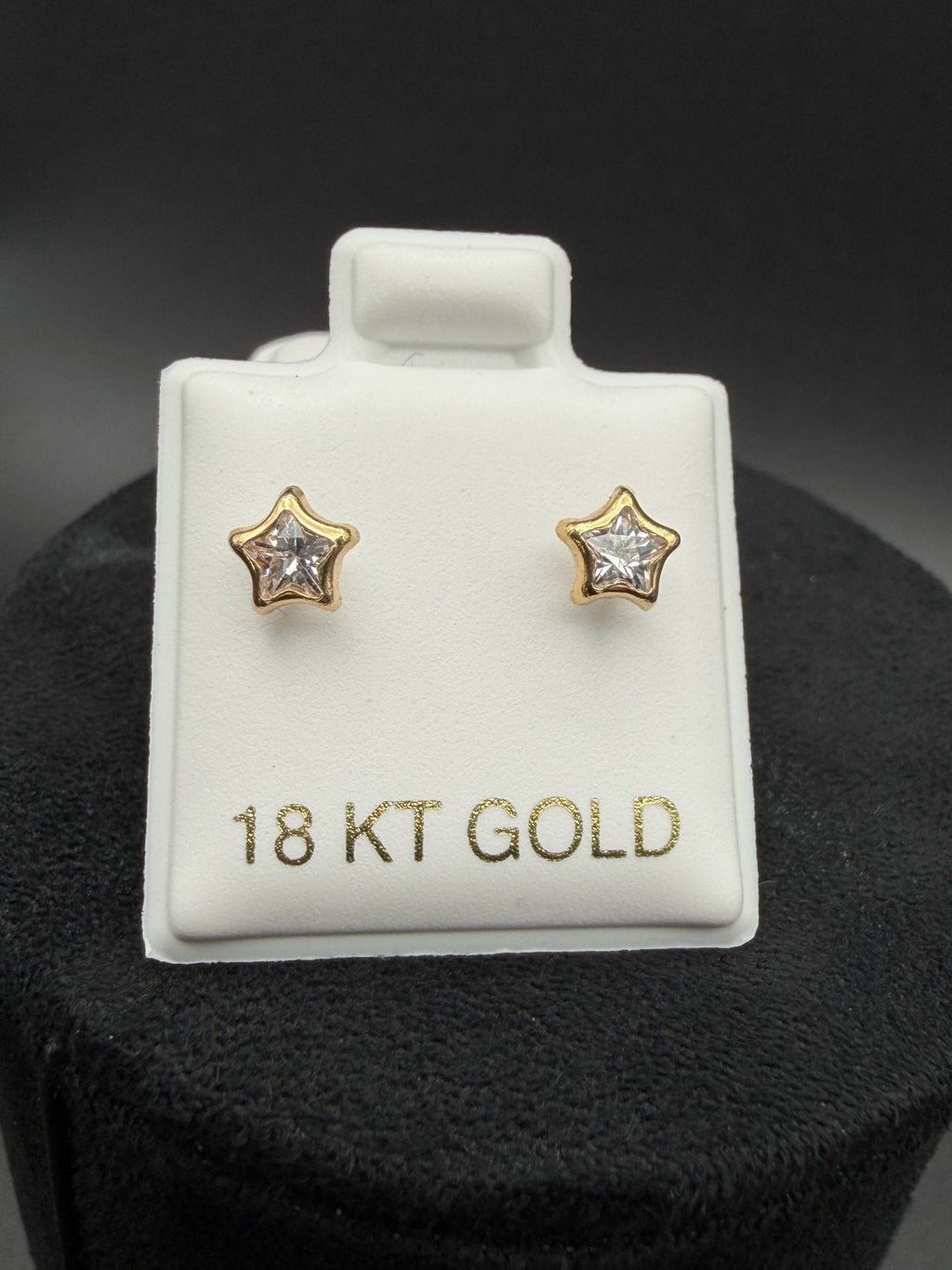 Aretes - Topos Estrella Zirconia Blanca Oro 18K Italiano