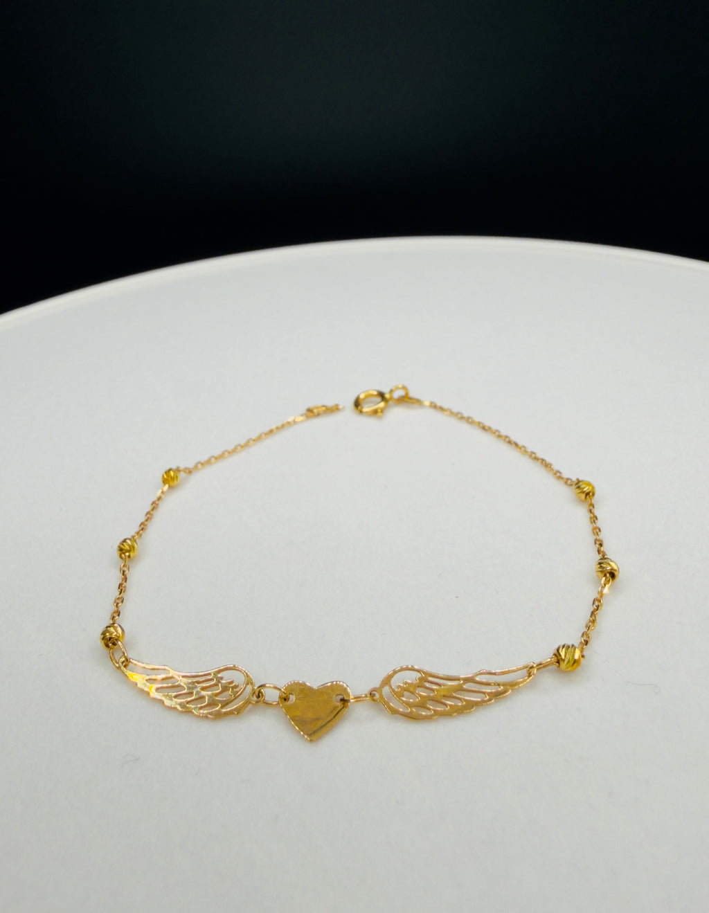 Pulsera Corazon Alas Angel Oro 18K 1.39 g