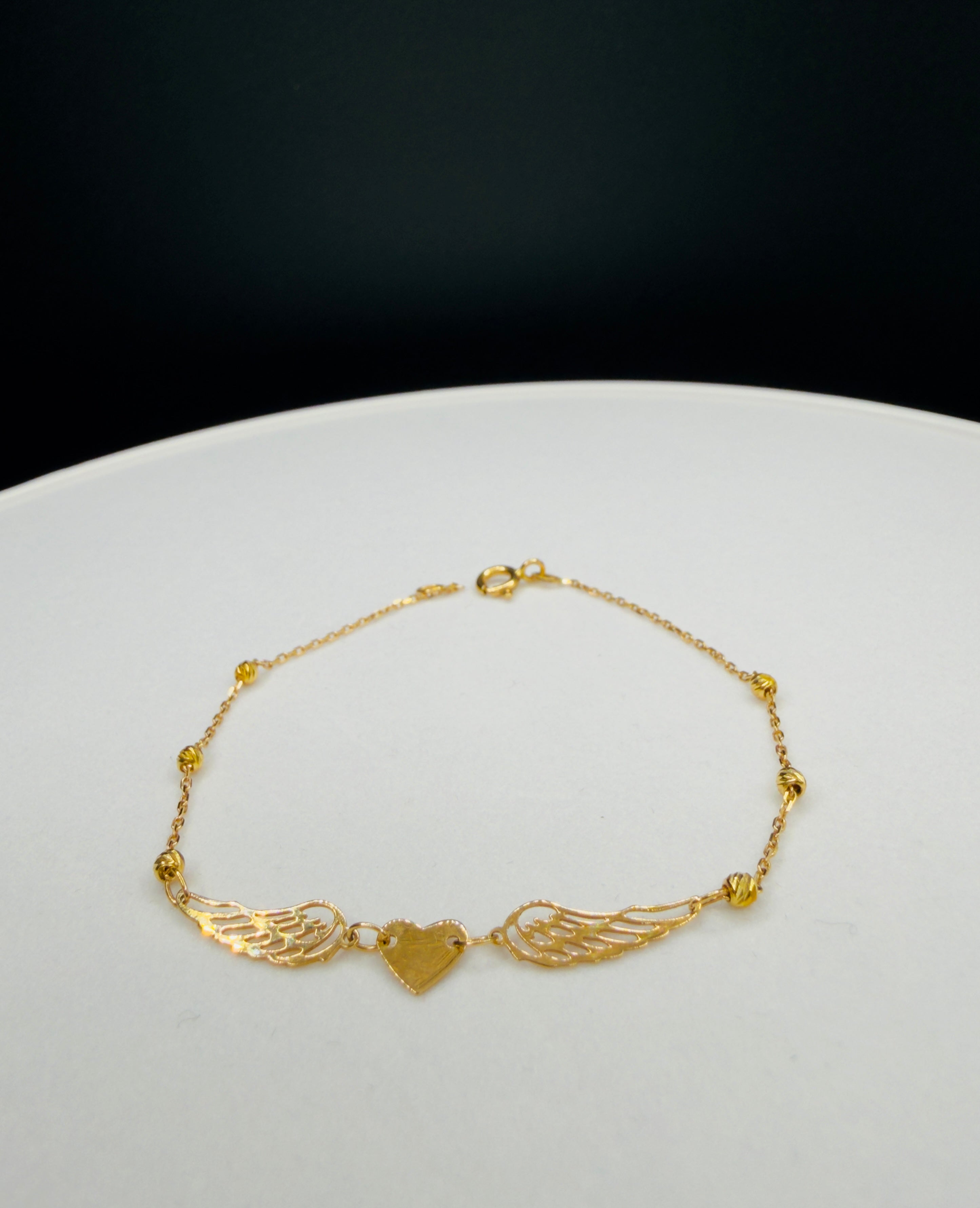 Pulsera Corazon Alas Angel Oro 18K 1.39 g