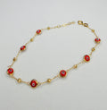 Pulsera Ojo Turco Roja Oro 18K 1.90 g