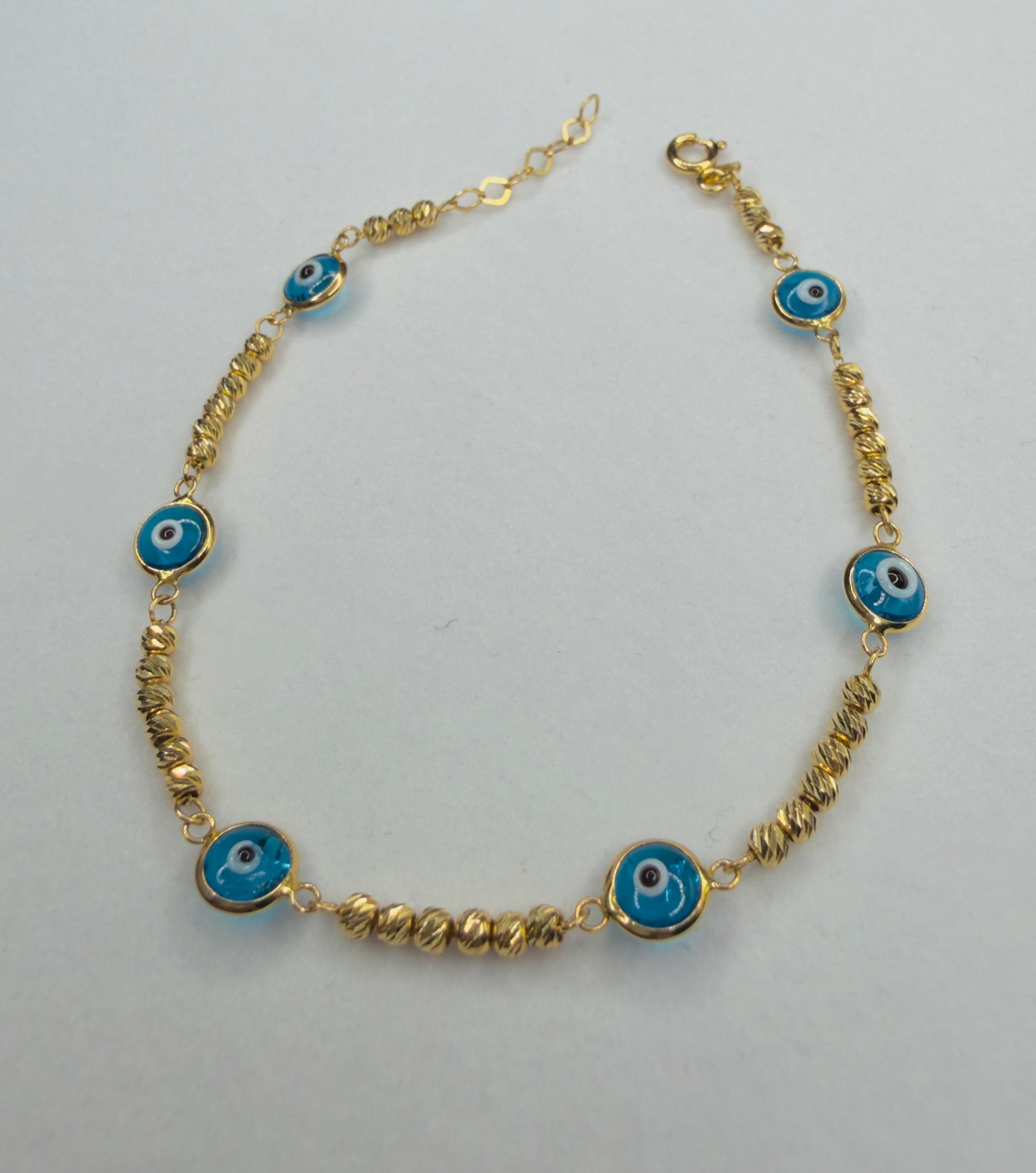 Pulsera Ojo Turco Azul Oro 18K 3.65 g