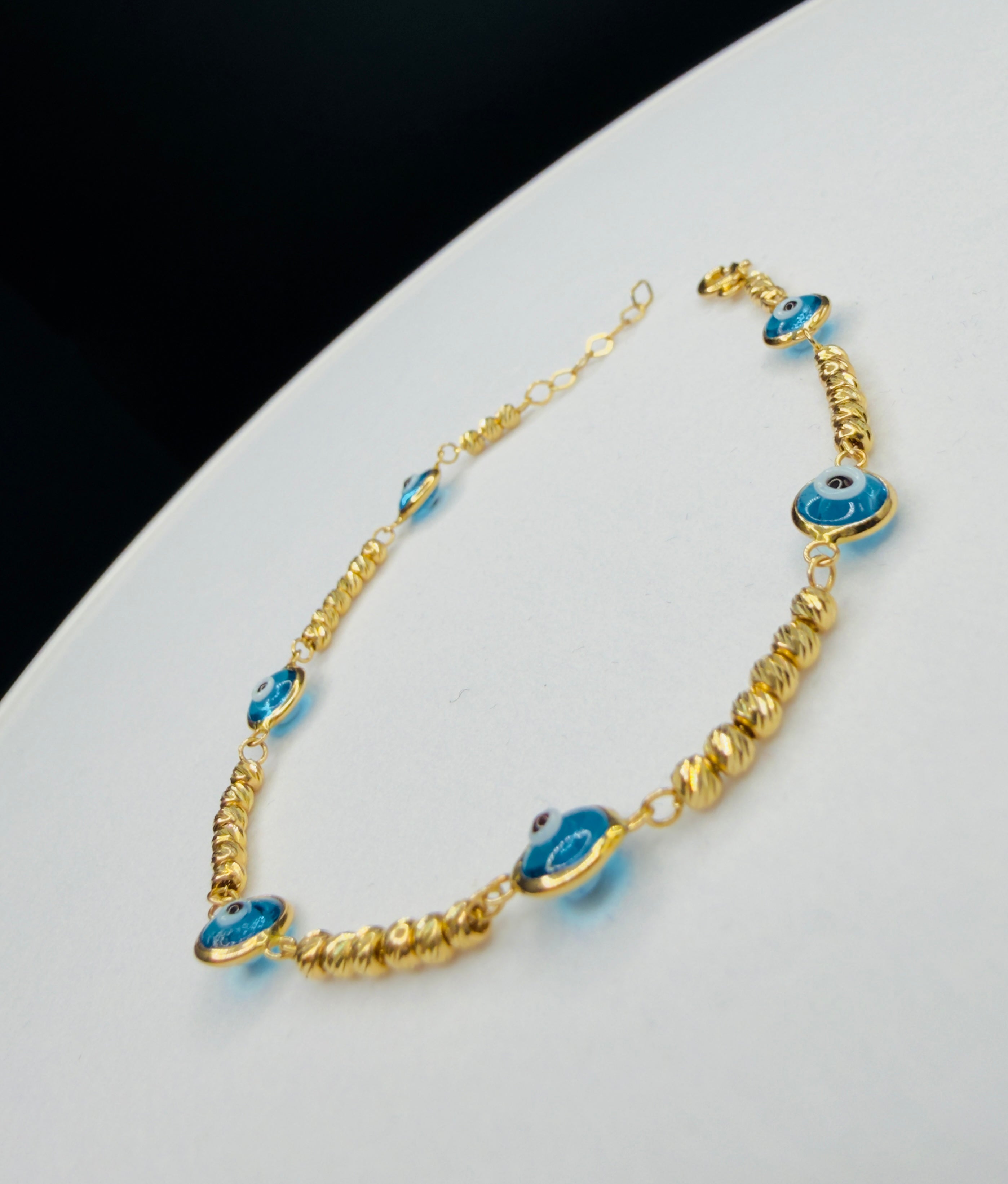 Pulsera Ojo Turco Azul Oro 18K 3.65 g