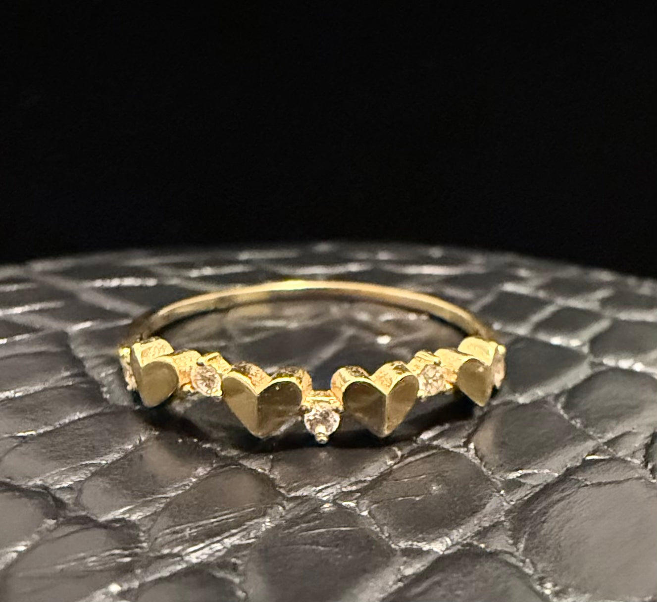 Anillo Corazon Zirconia Blanca Oro 18K Italiano 1.26  g