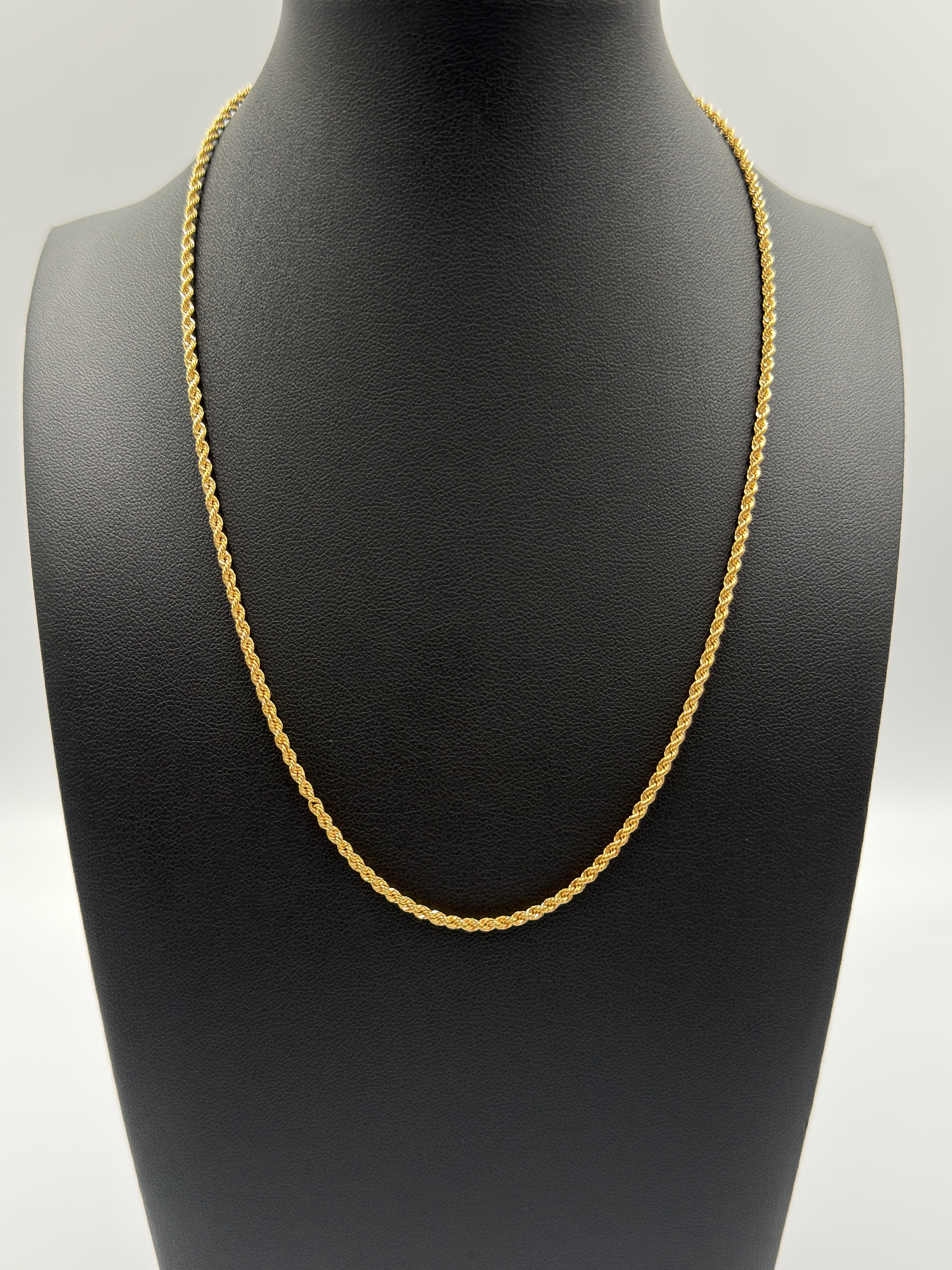 18K Gold Cord Rope & Bow Necklace – 2.65g