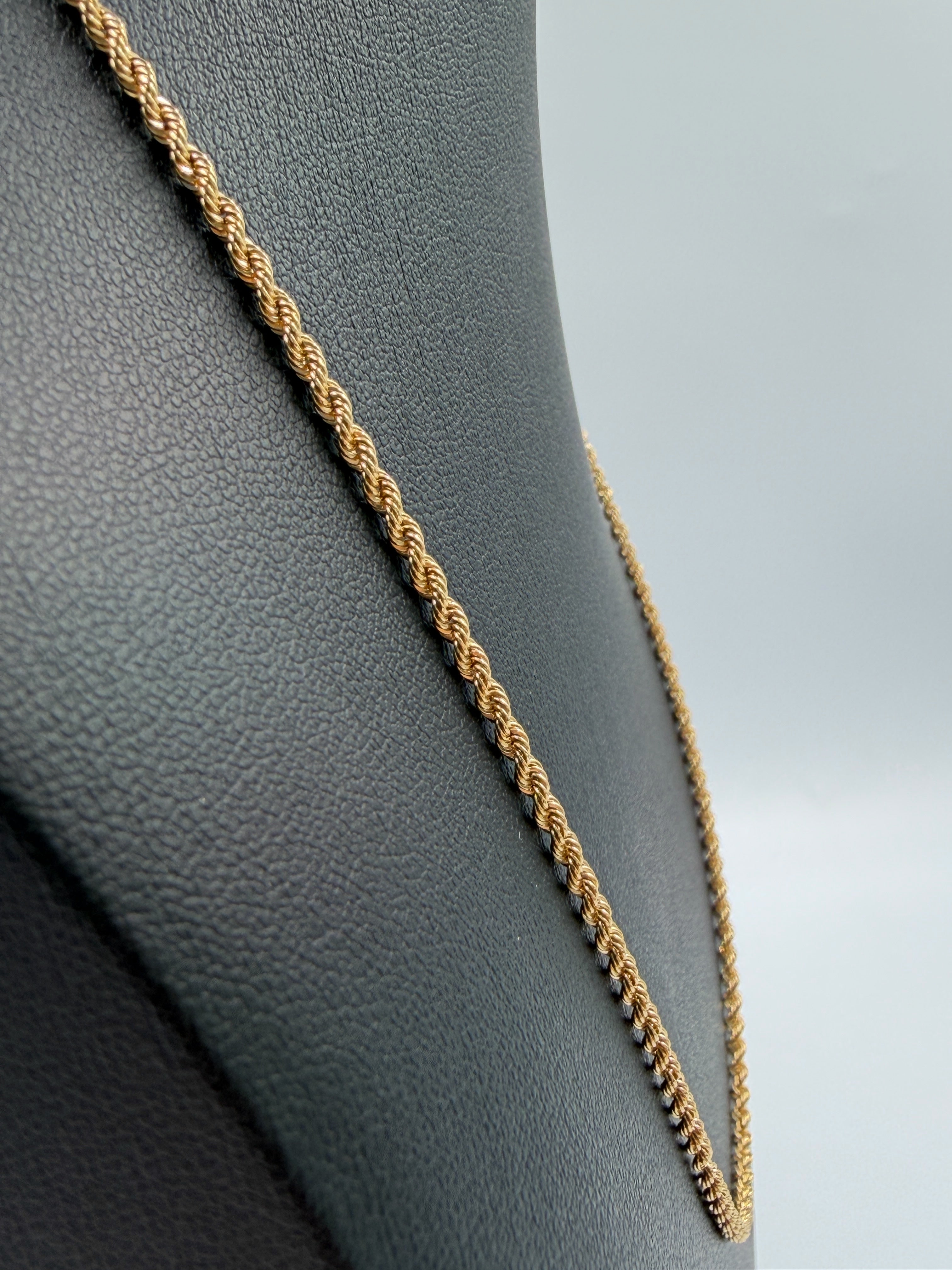 18K Gold Cord Rope & Bow Necklace – 2.65g