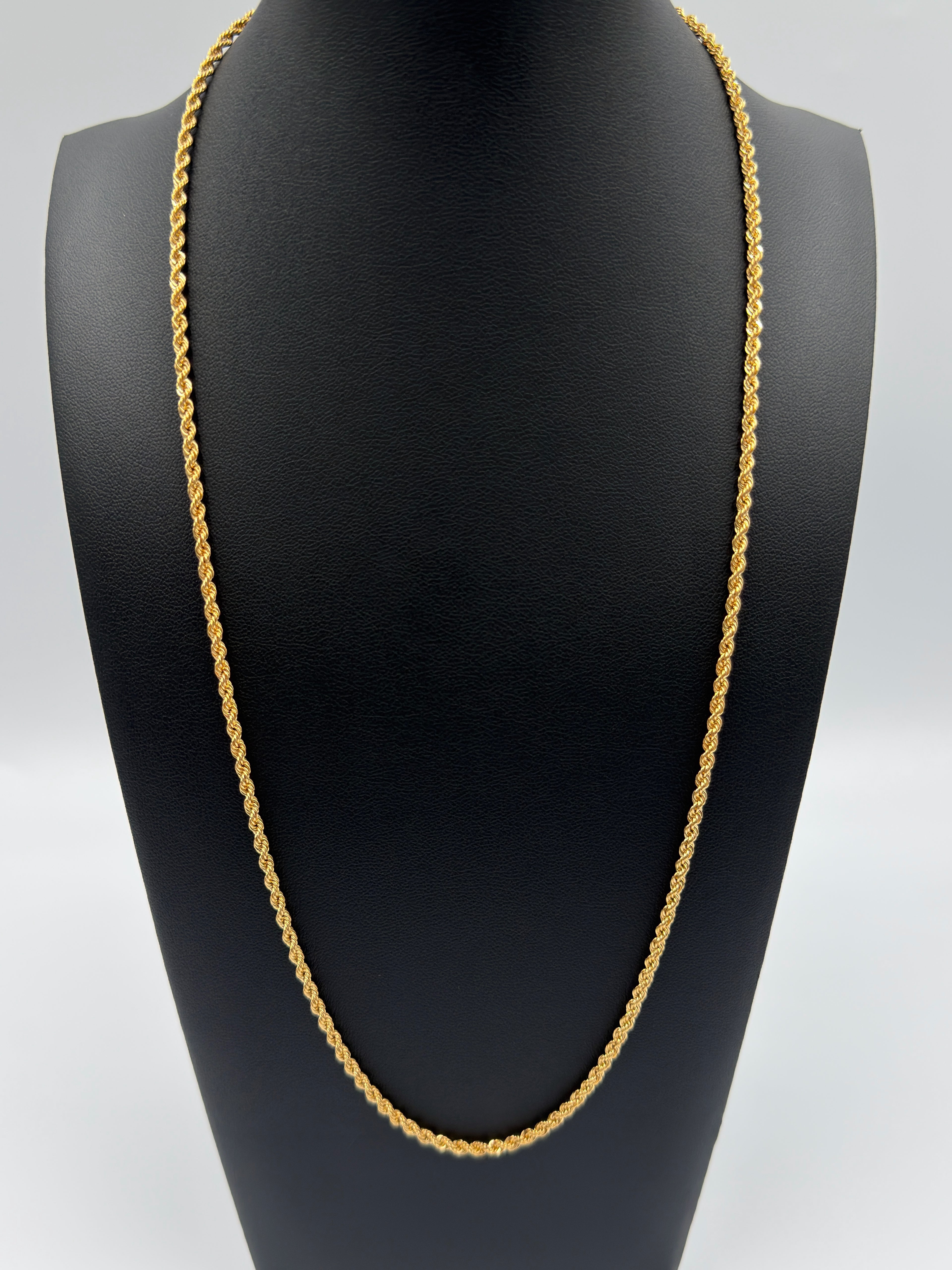 18K Gold Cord Rope & Bow Necklace – 5.65g