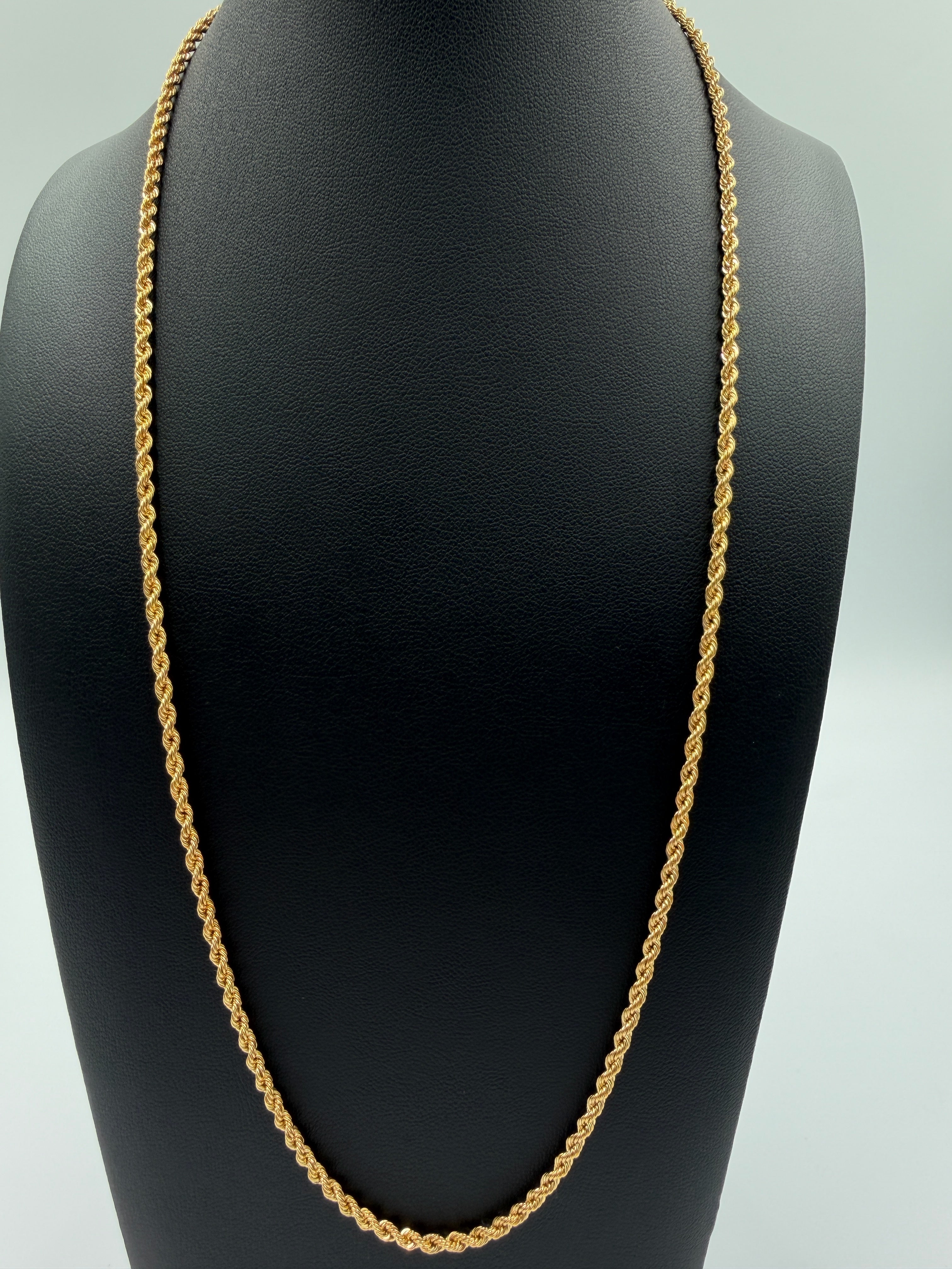 18K Gold Cord Rope & Bow Necklace – 5.77g