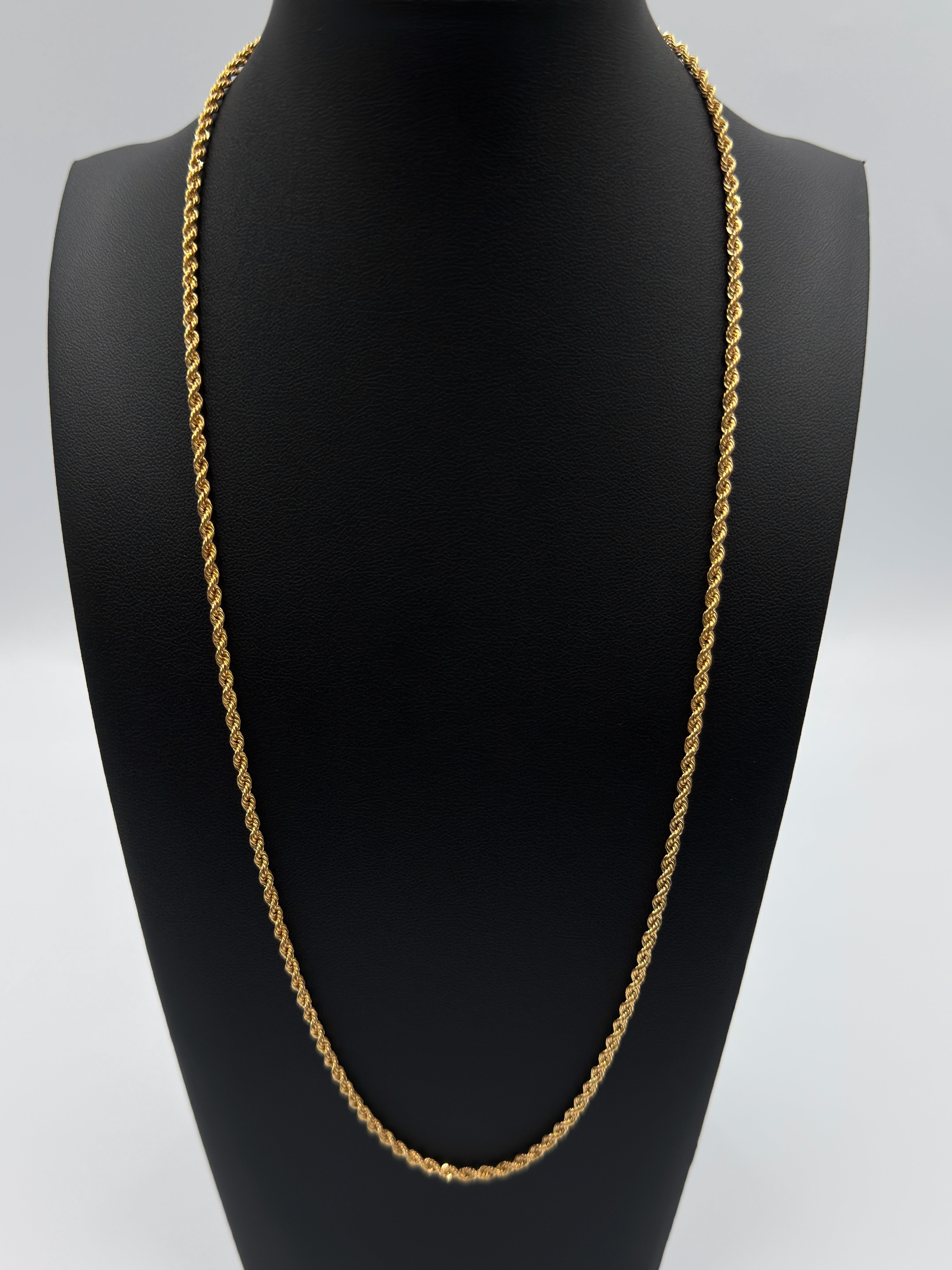 18K Gold Cord Rope & Bow Necklace – 5.77g