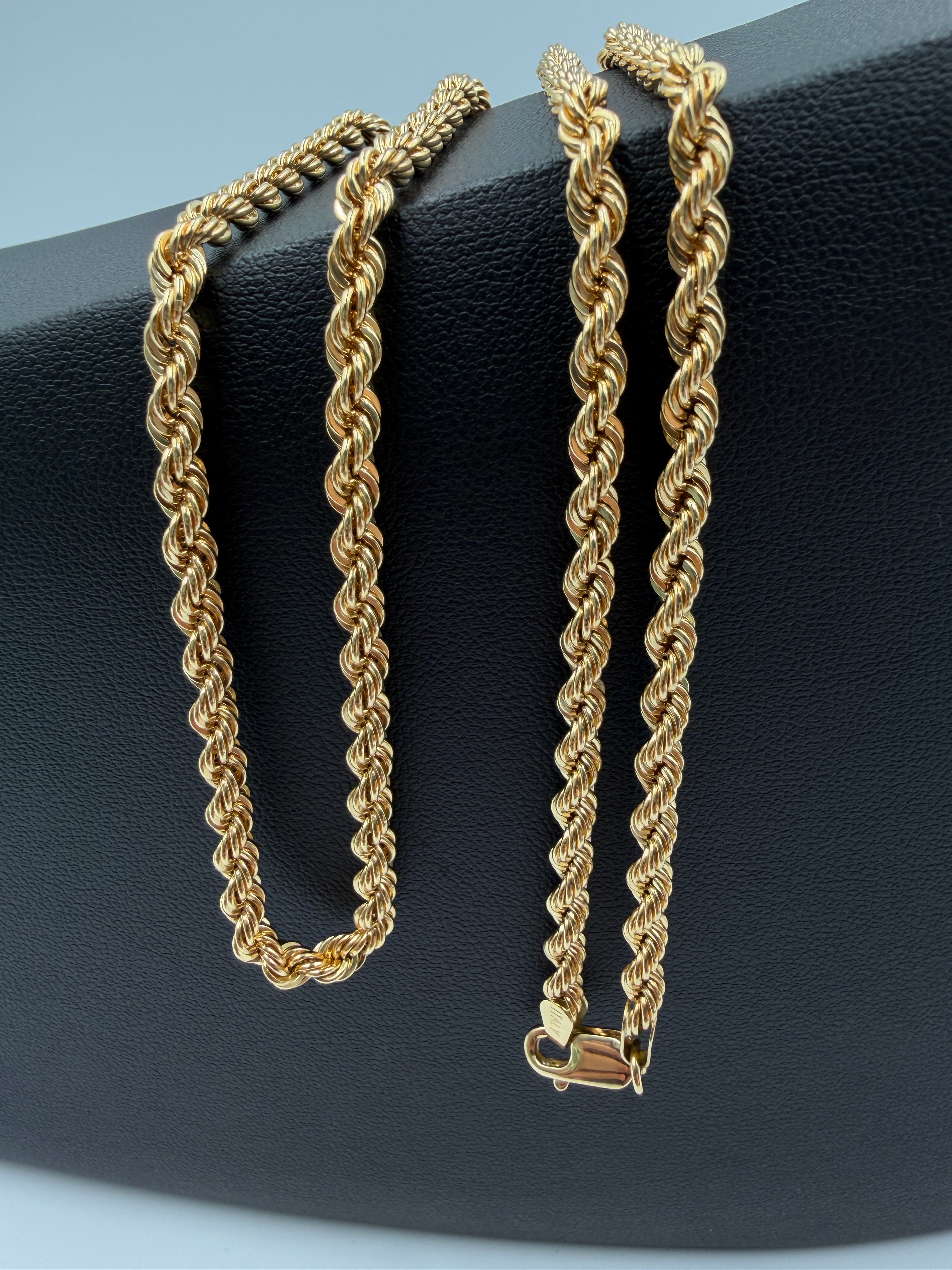 18K Gold Cord Rope & Bow Necklace – 12.36g