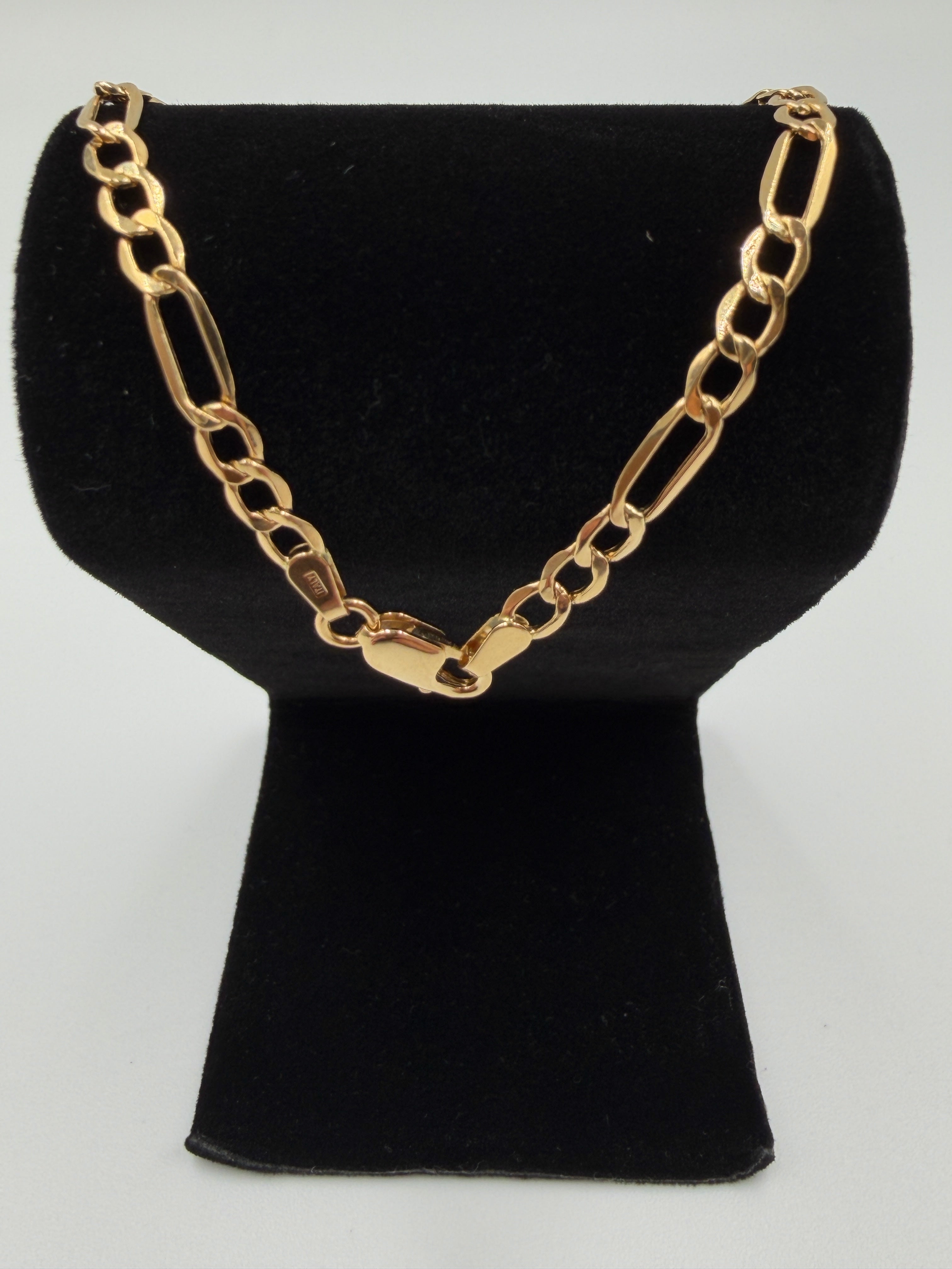 18K Gold Figaro Link Bracelet - 2.19g