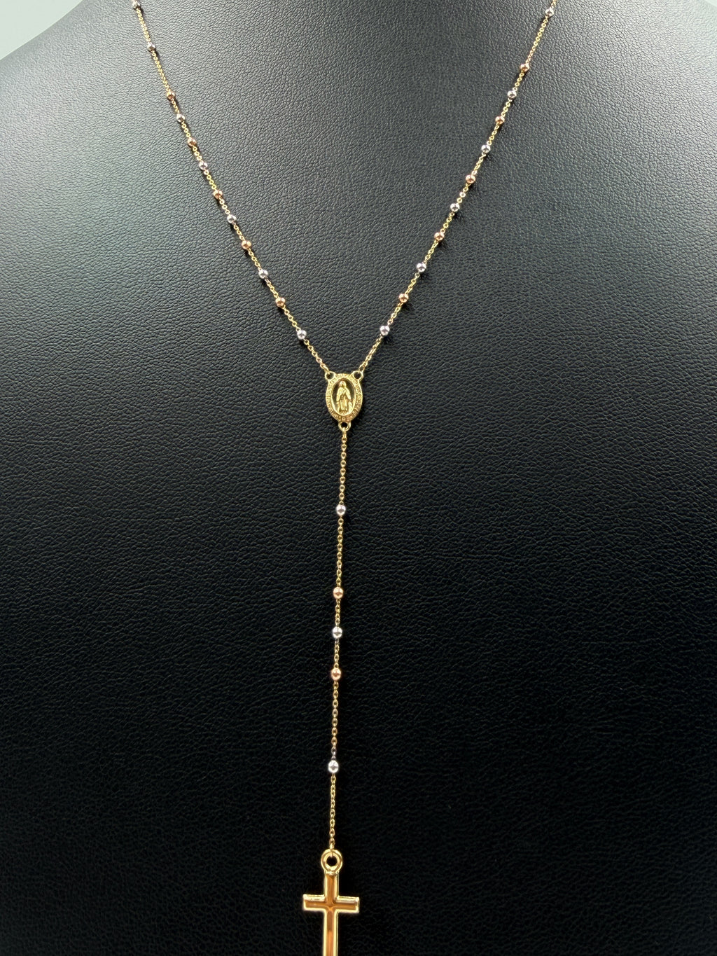 18K Gold Three - Tone Women’s Rosary Necklace – 2.83 g
