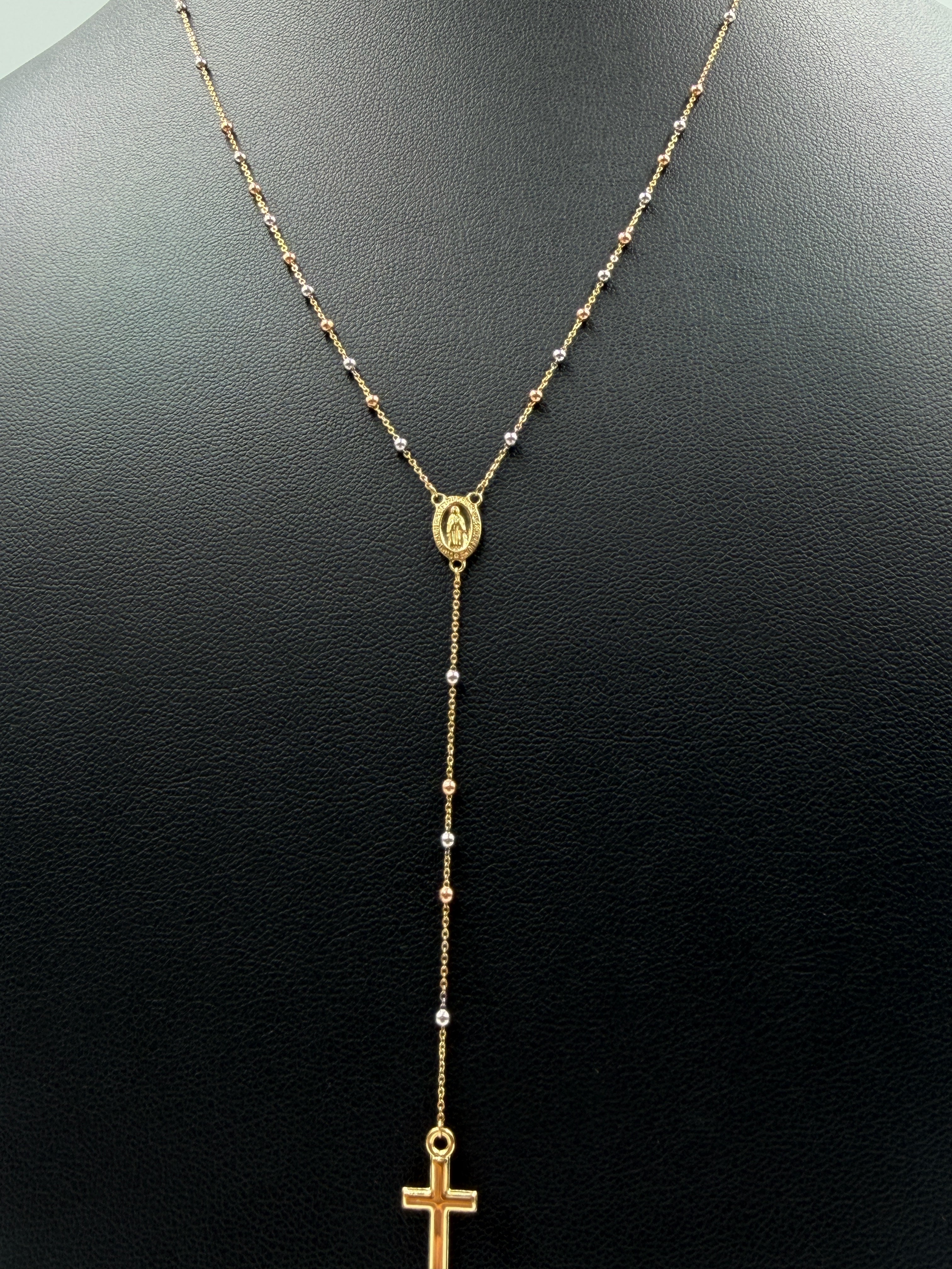 18K Gold Three - Tone Women’s Rosary Necklace – 2.83 g