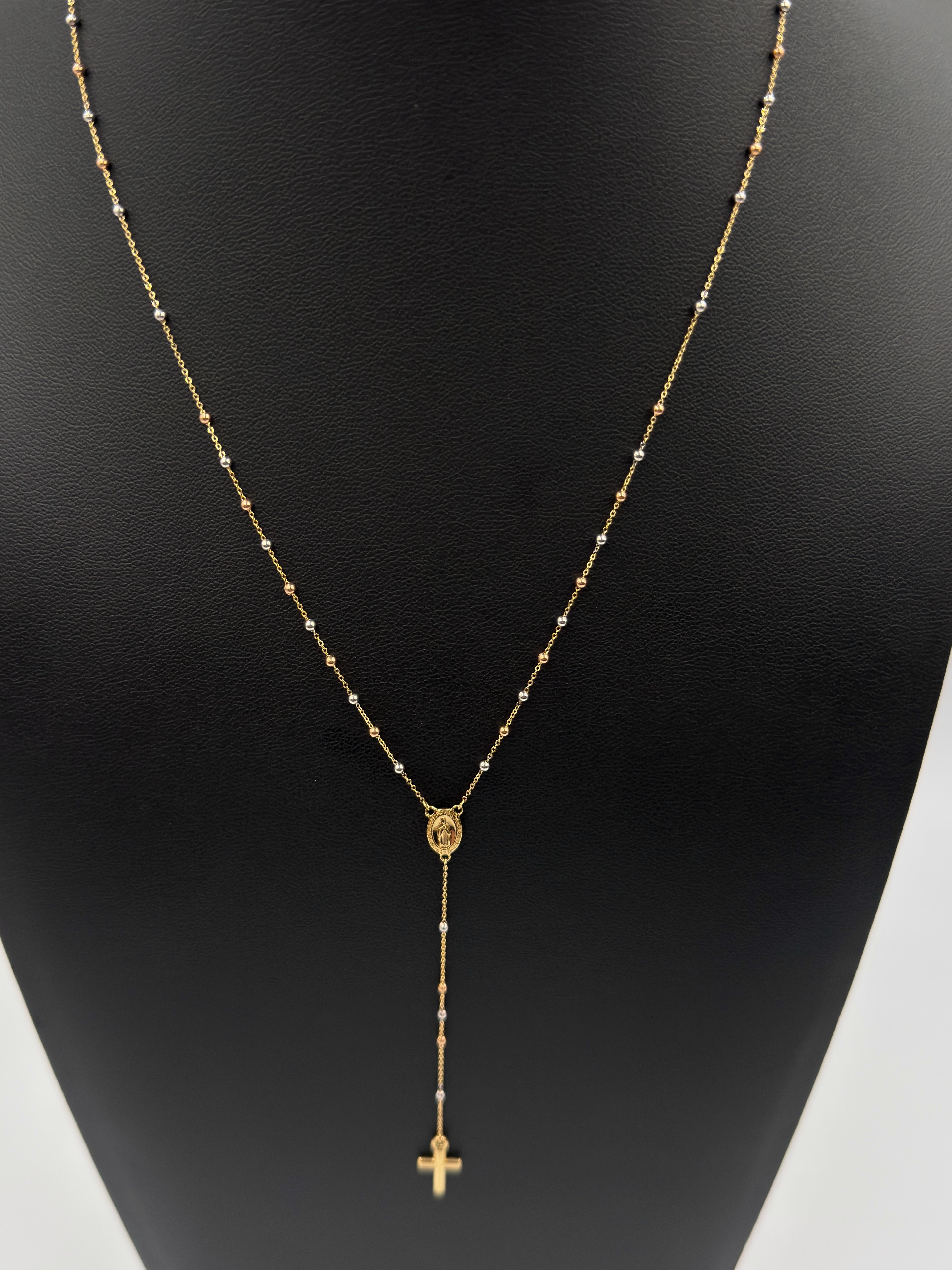 18K Gold Three - Tone Women’s Rosary Necklace – 2.83 g