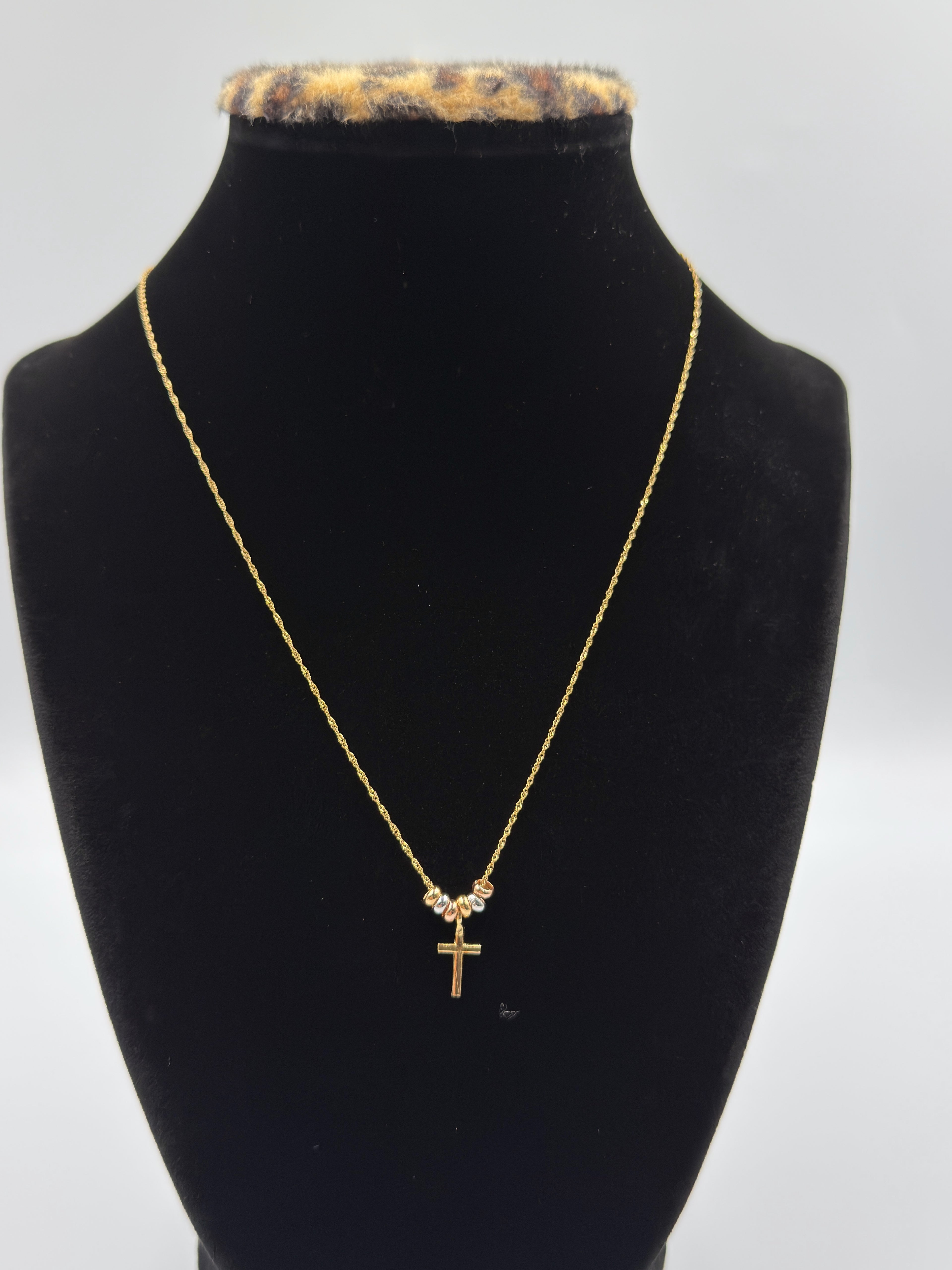 18K Gold Three - Tone Women’s Necklace with Pendant – 1.48 g