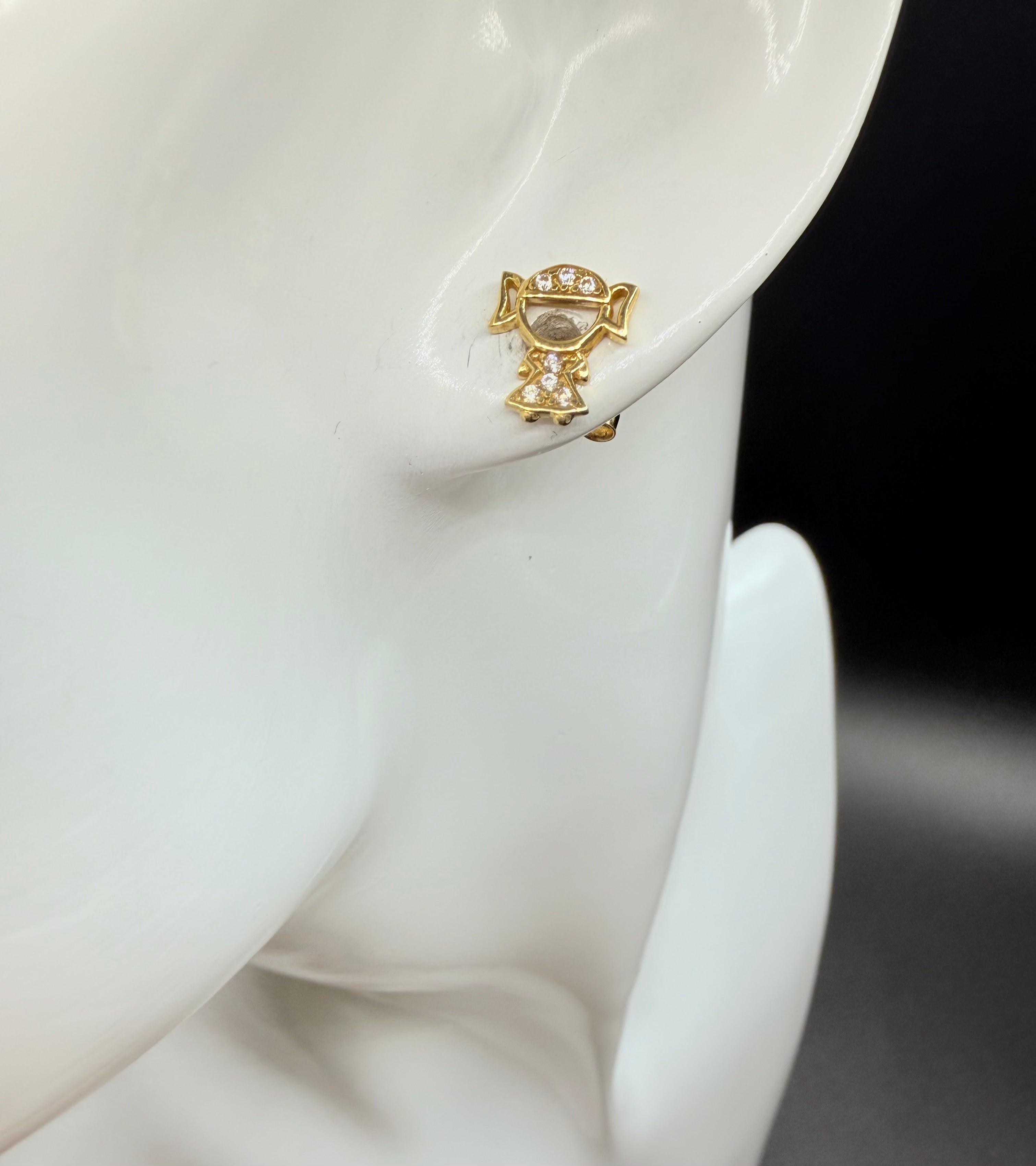 Aretes - Topos Oro Niña Zirconia Blanca 18K Italiano