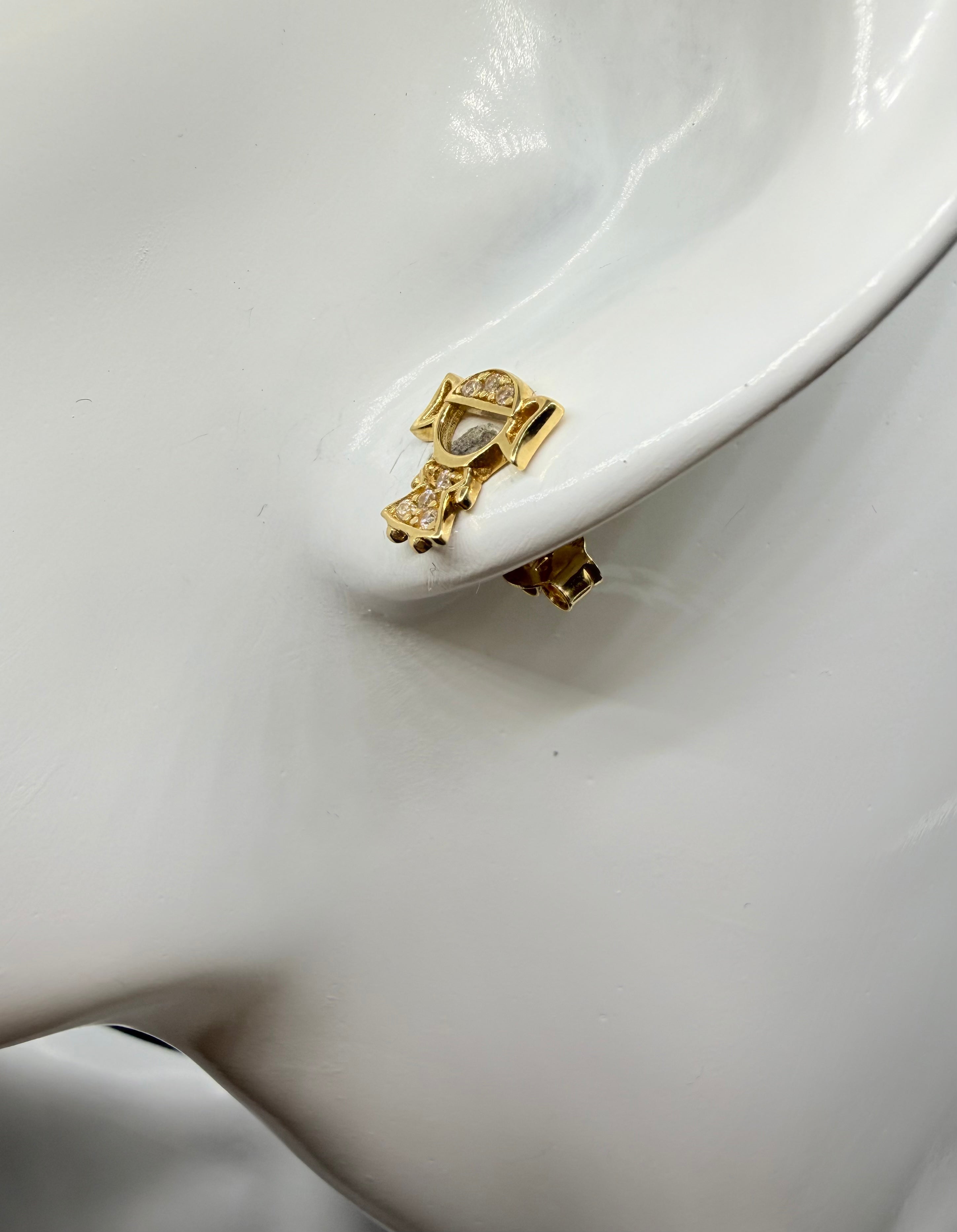 Aretes - Topos Oro Niña Zirconia Blanca 18K Italiano
