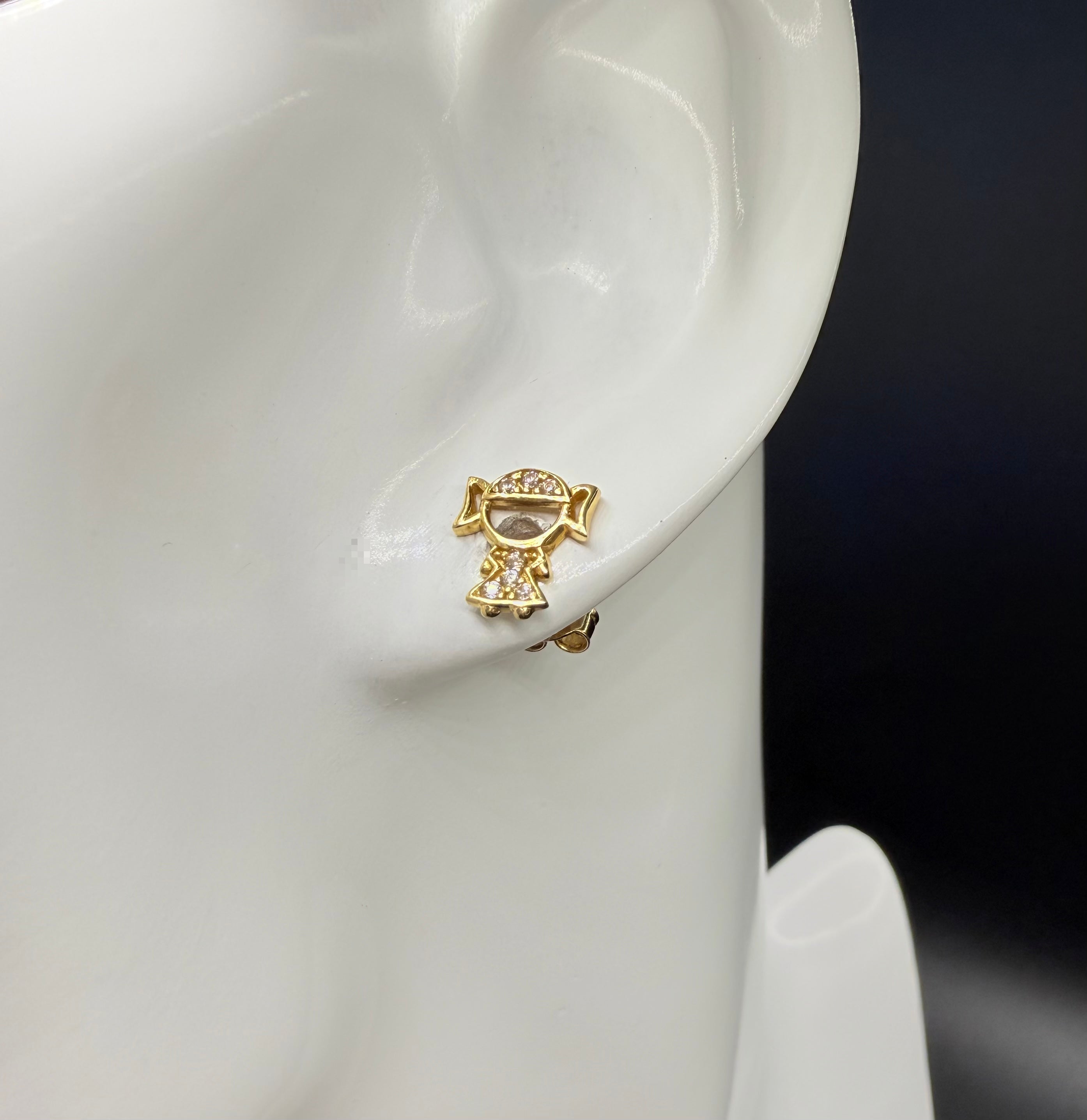 Aretes - Topos Oro Niña Zirconia Blanca 18K Italiano