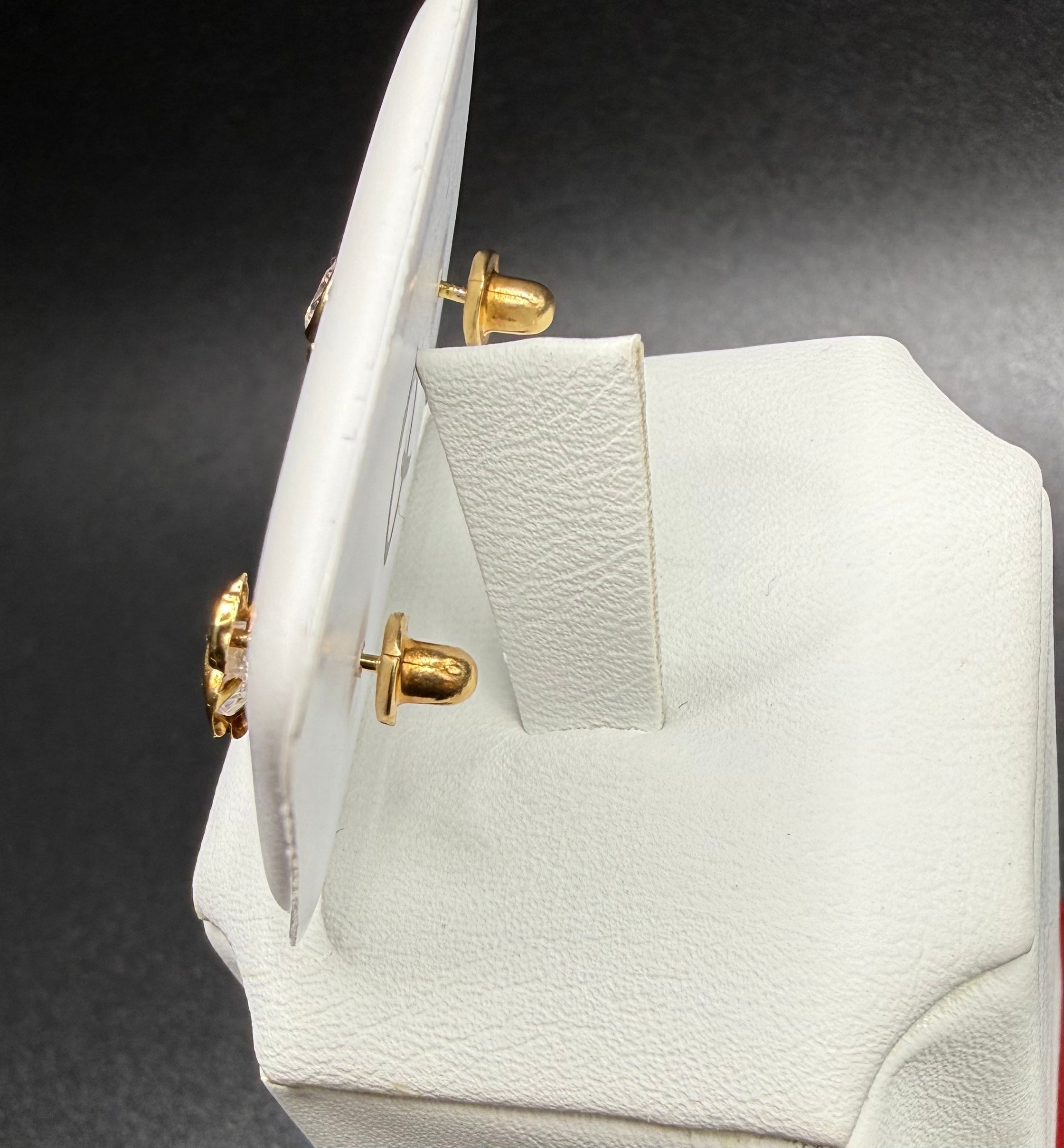 Aretes - Topos Oso Zirconia Blanca Oro 18K Italiano