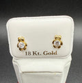 Aretes - Topos Oso Zirconia Blanca Oro 18K Italiano
