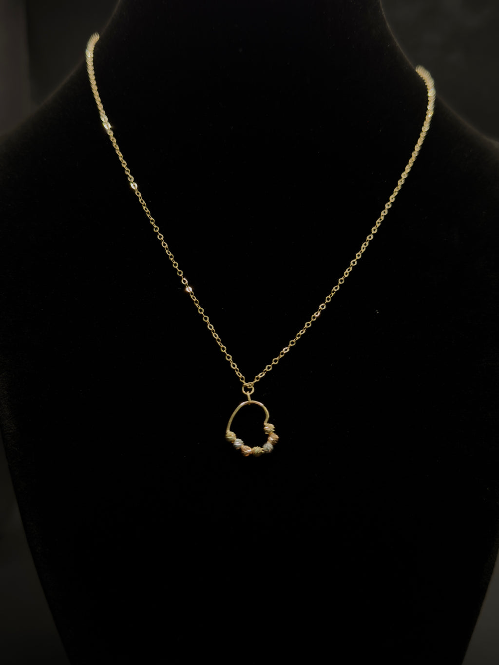 18K Gold Three - Tone Women’s Necklace with Heart Pendant – 1.93 g