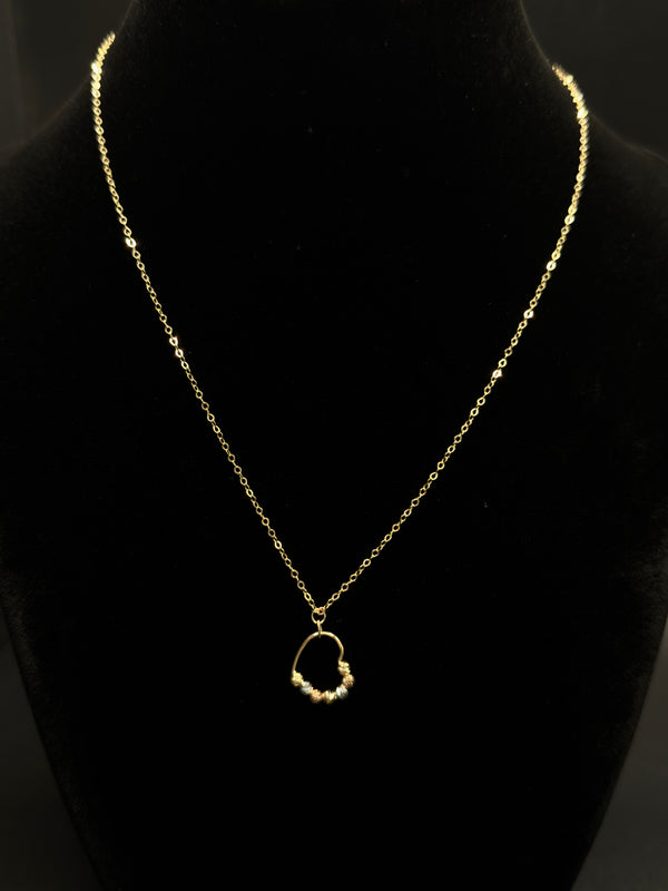 18K Gold Three - Tone Women’s Necklace with Heart Pendant – 1.93 g