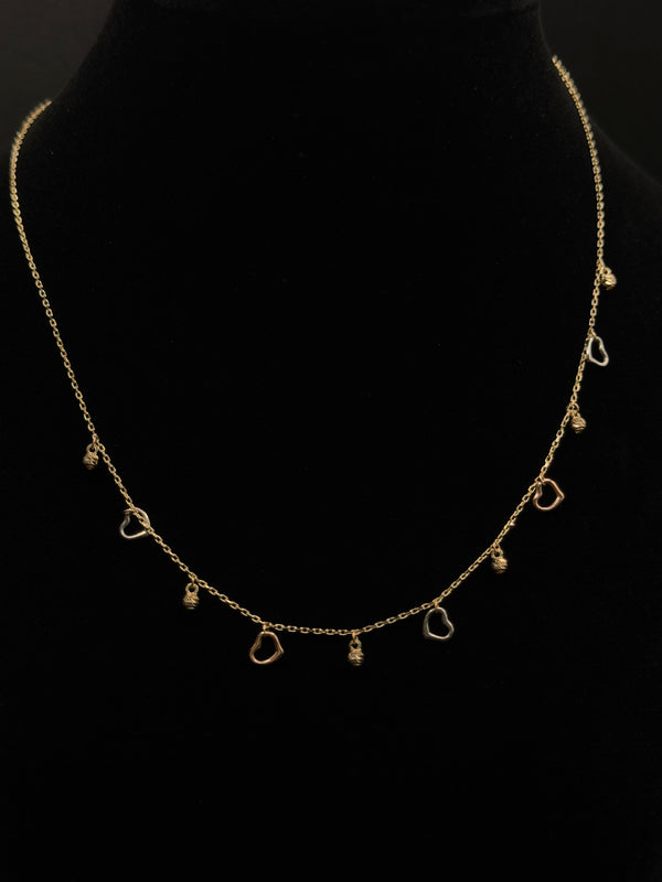 18K Gold Three - Tone Women’s Necklace with Heart Pendant – 2.43 g