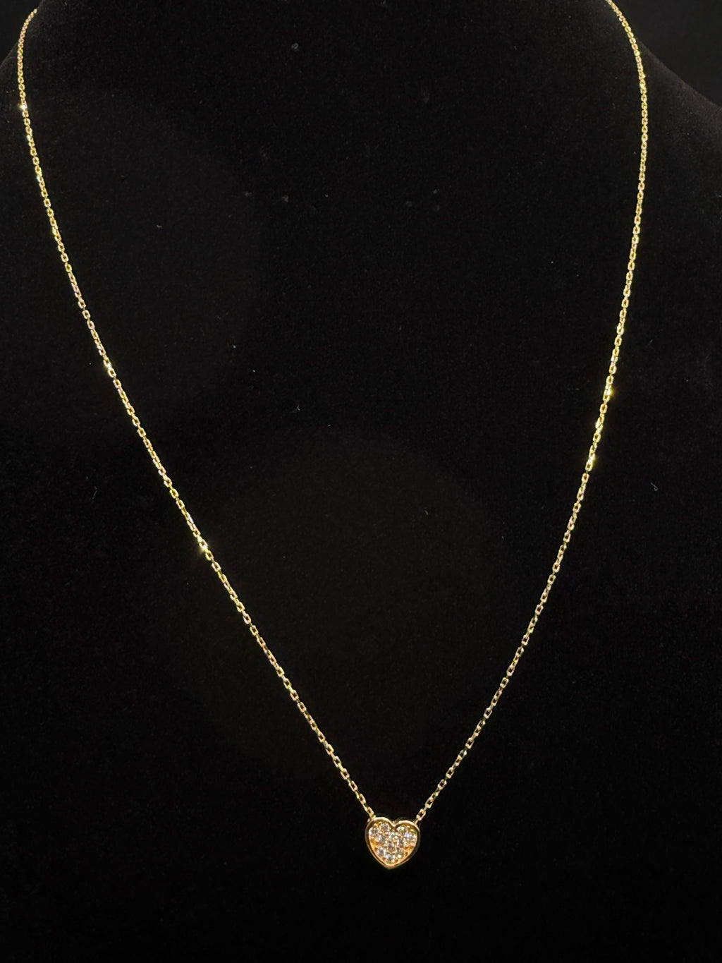 18K Gold Women’s Necklace with White Zirconia Heart Pendant – 1.82 g