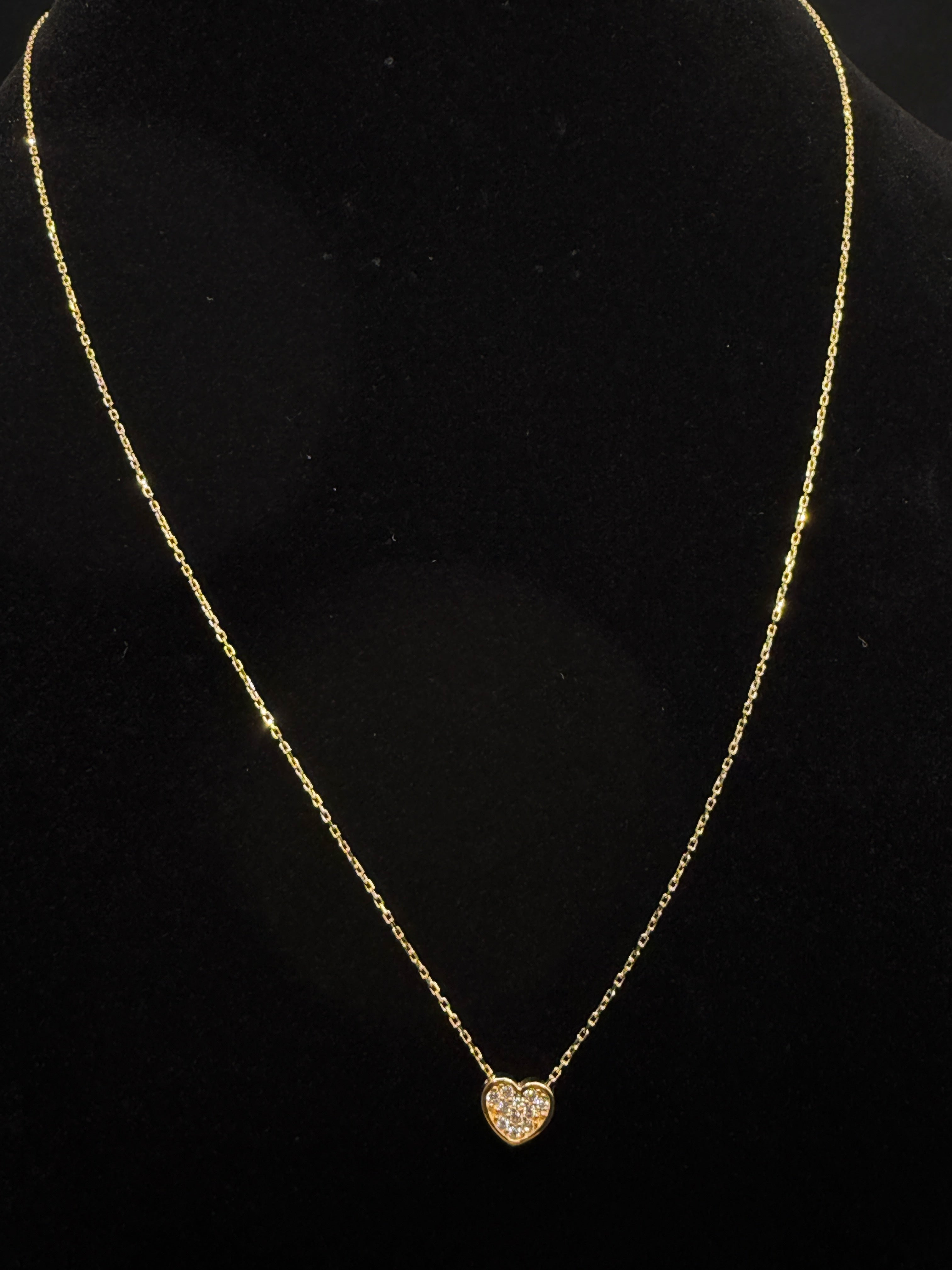 18K Gold Women’s Necklace with White Zirconia Heart Pendant – 1.82 g