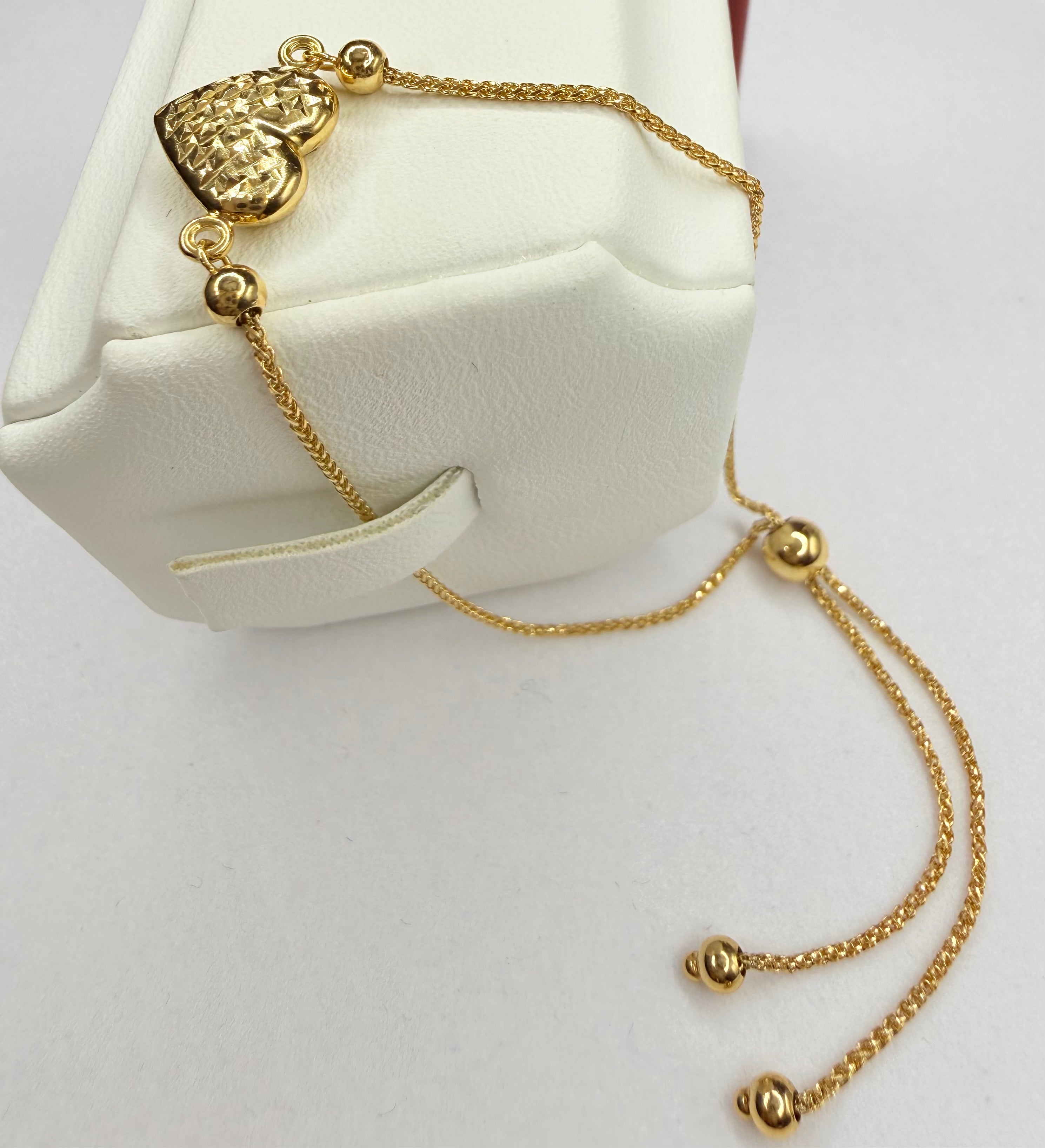 Pulsera Corazón Ajustable Oro 18K 2.15 g
