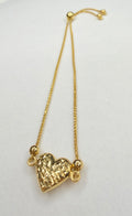 Pulsera Corazón Ajustable Oro 18K 2.15 g