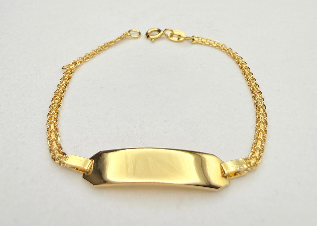 Esclava Chino Placa Bebé Oro 18K