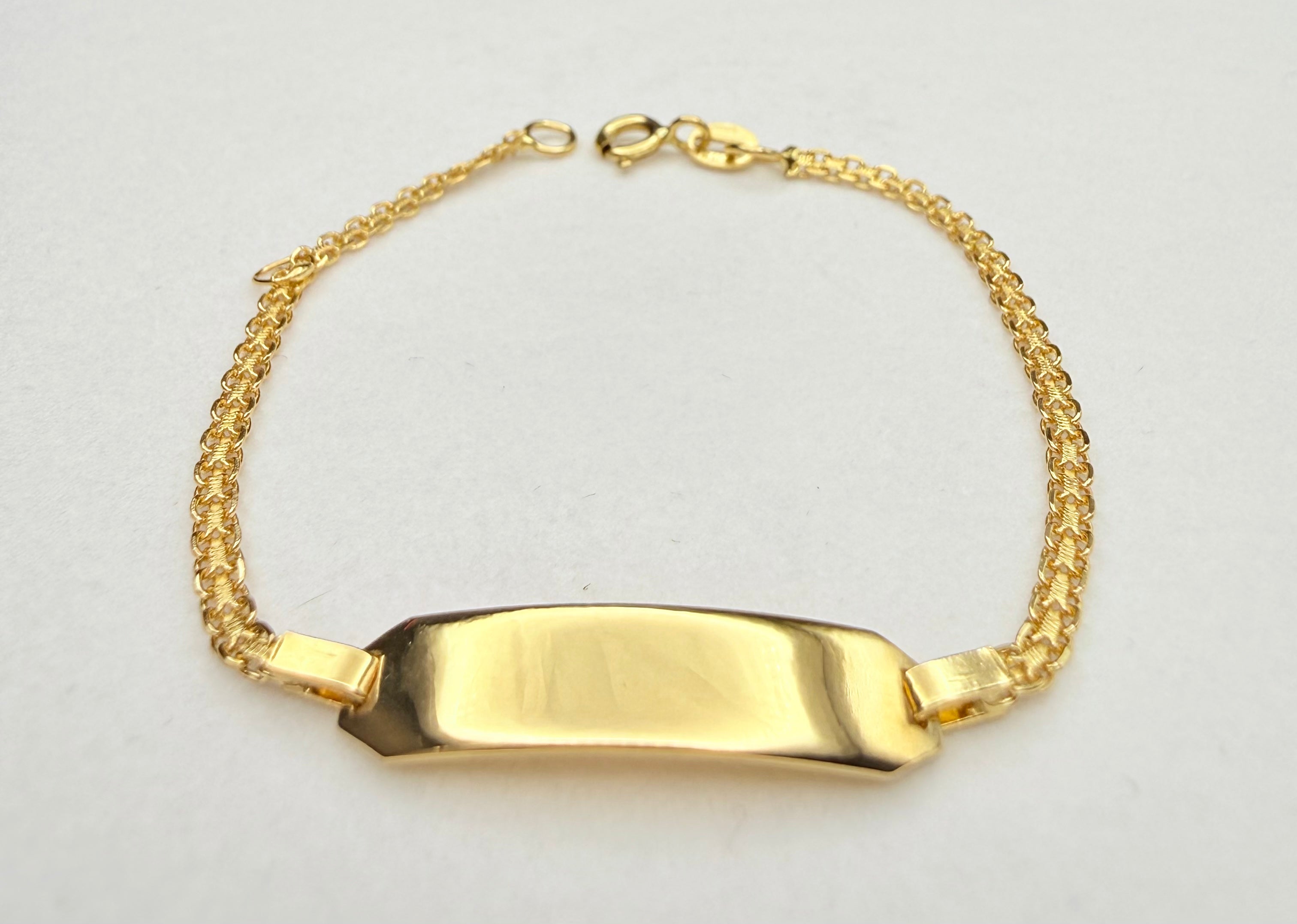 Esclava Chino Placa Bebé Oro 18K