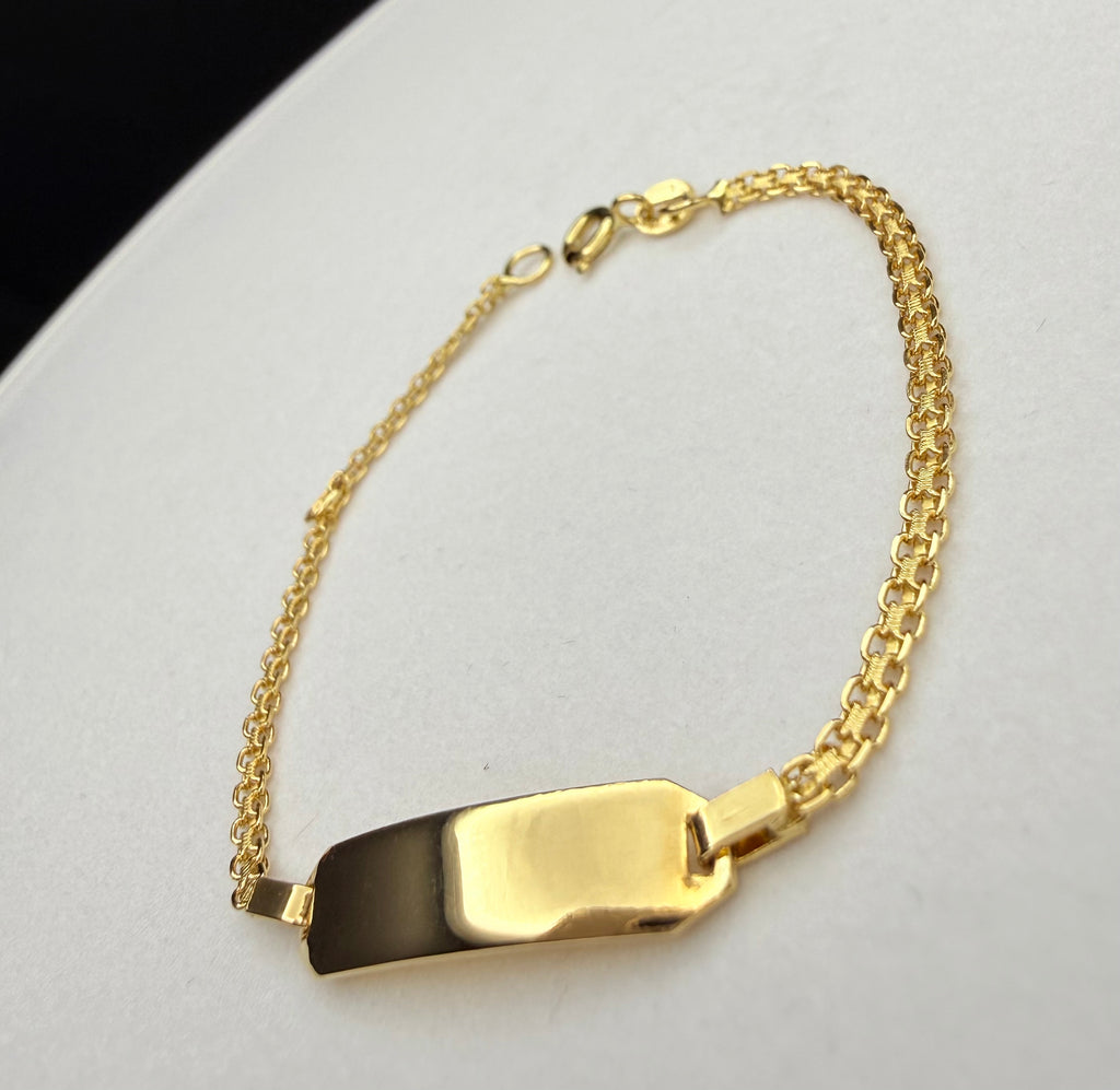 Esclava Chino Placa Bebé Oro 18K