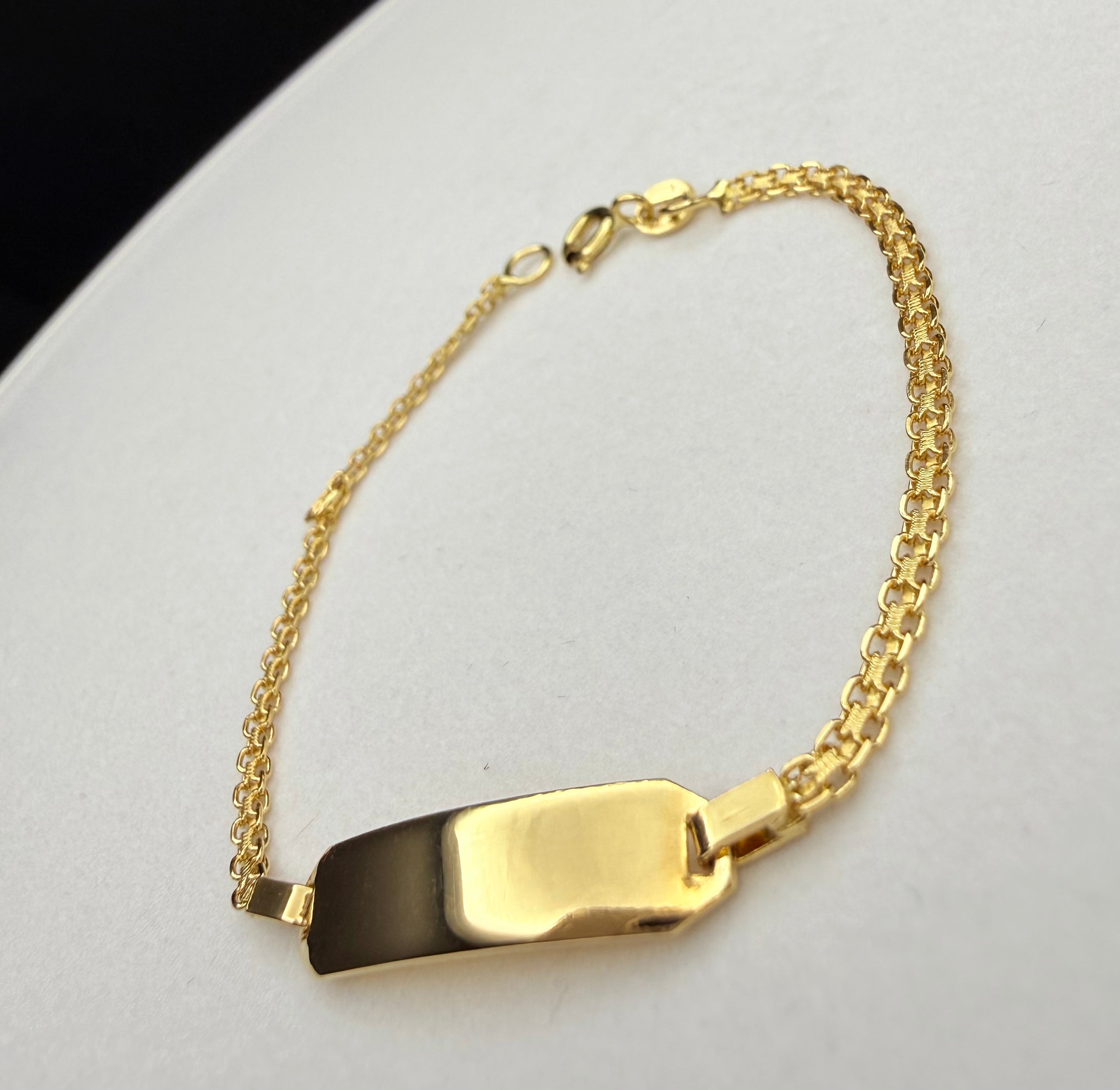 Esclava Chino Placa Bebé Oro 18K