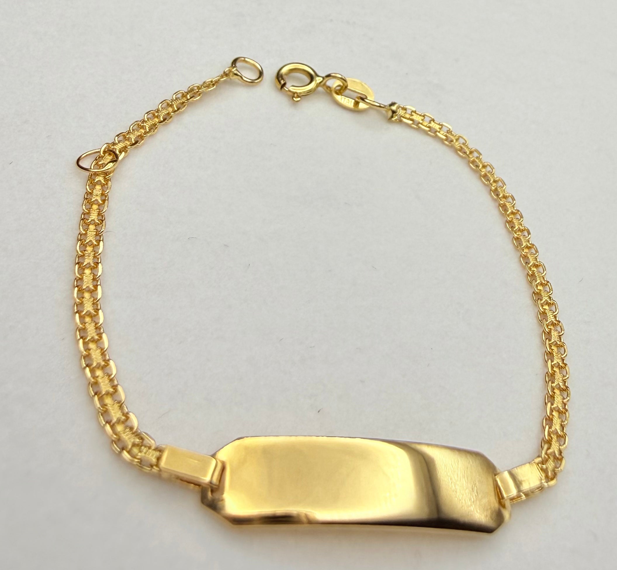 Esclava Chino Placa Bebé Oro 18K
