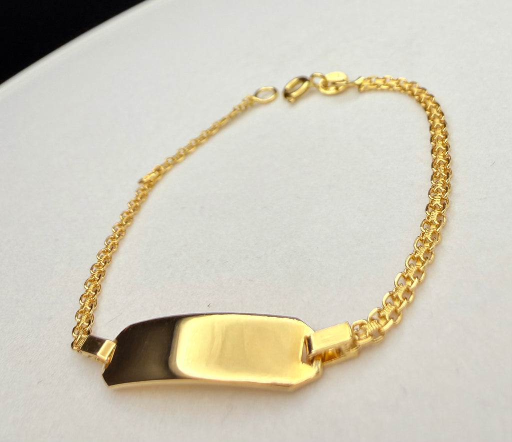 Esclava Chino Placa Bebé Oro 18K