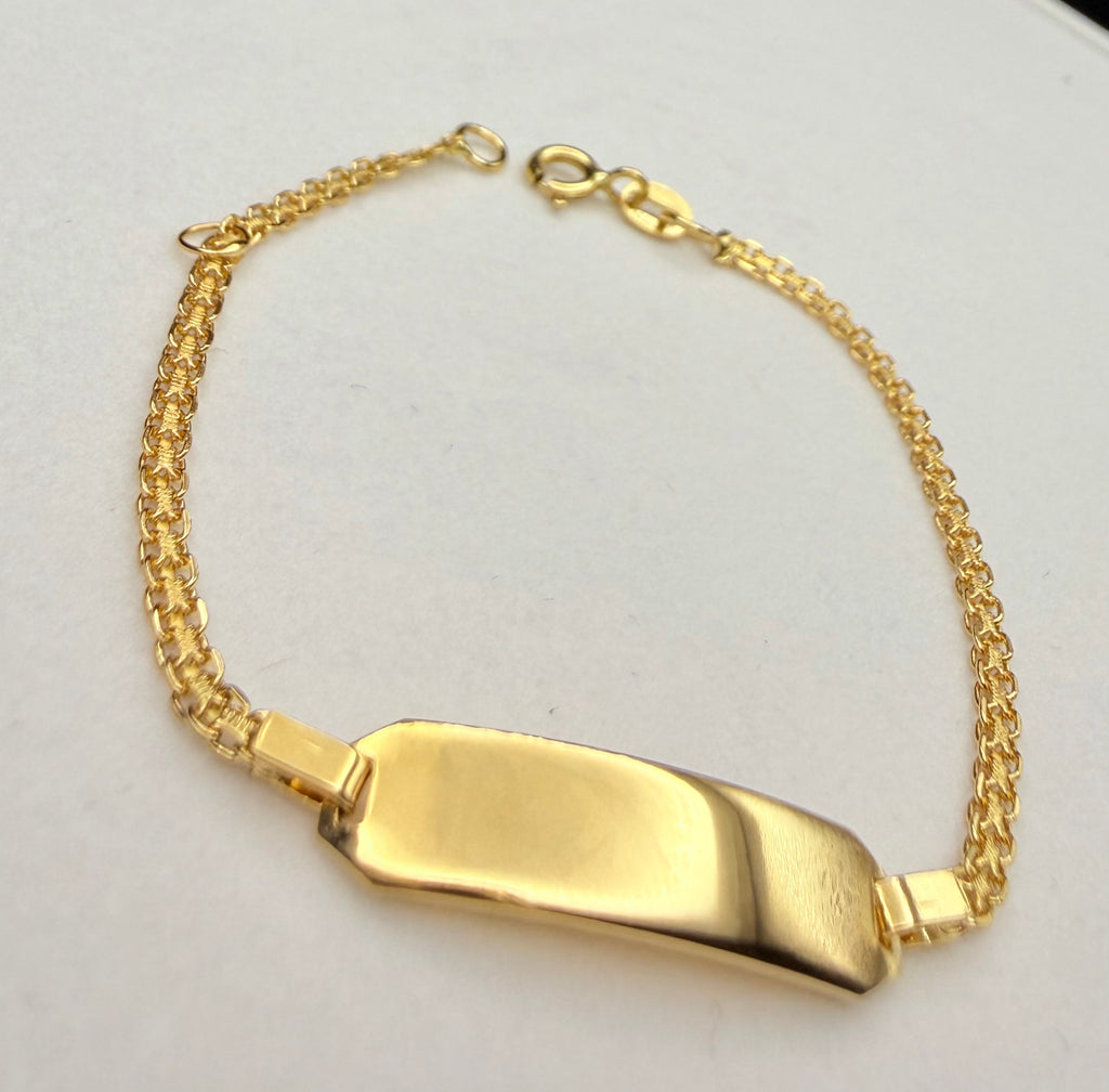 Esclava Chino Placa Bebé Oro 18K