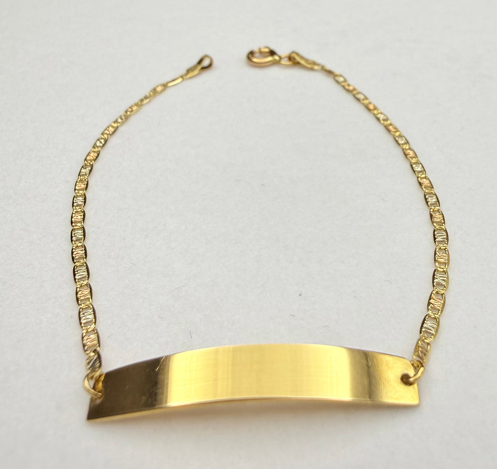 18K Gold Three-Tone Gucci Flat-Link Baby ID Bracelet – 1.46 g