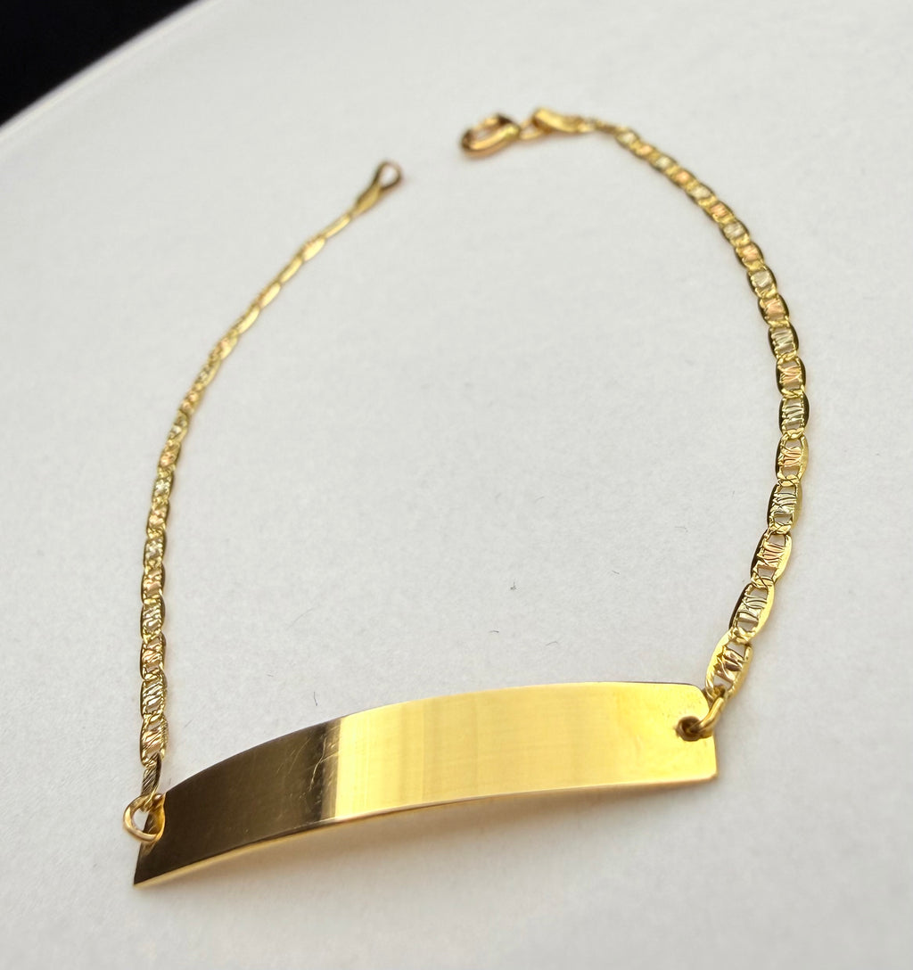 18K Gold Three-Tone Gucci Flat-Link Baby ID Bracelet – 1.46 g