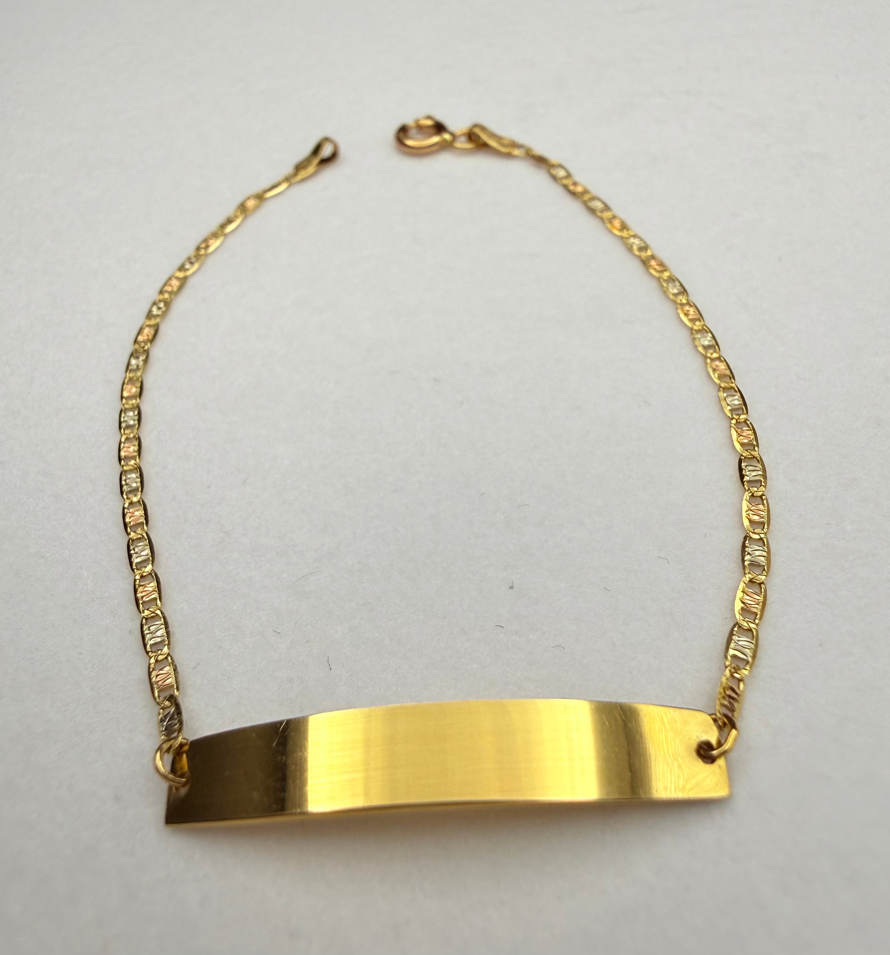 18K Gold Three-Tone Gucci Flat-Link Baby ID Bracelet – 1.46 g