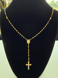 18K Gold Diamond-Cut Traditional Catholic Rosary Necklace - For Women