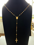 18K Gold Three - Tone Traditional Catholic Rosary Chain For Men
