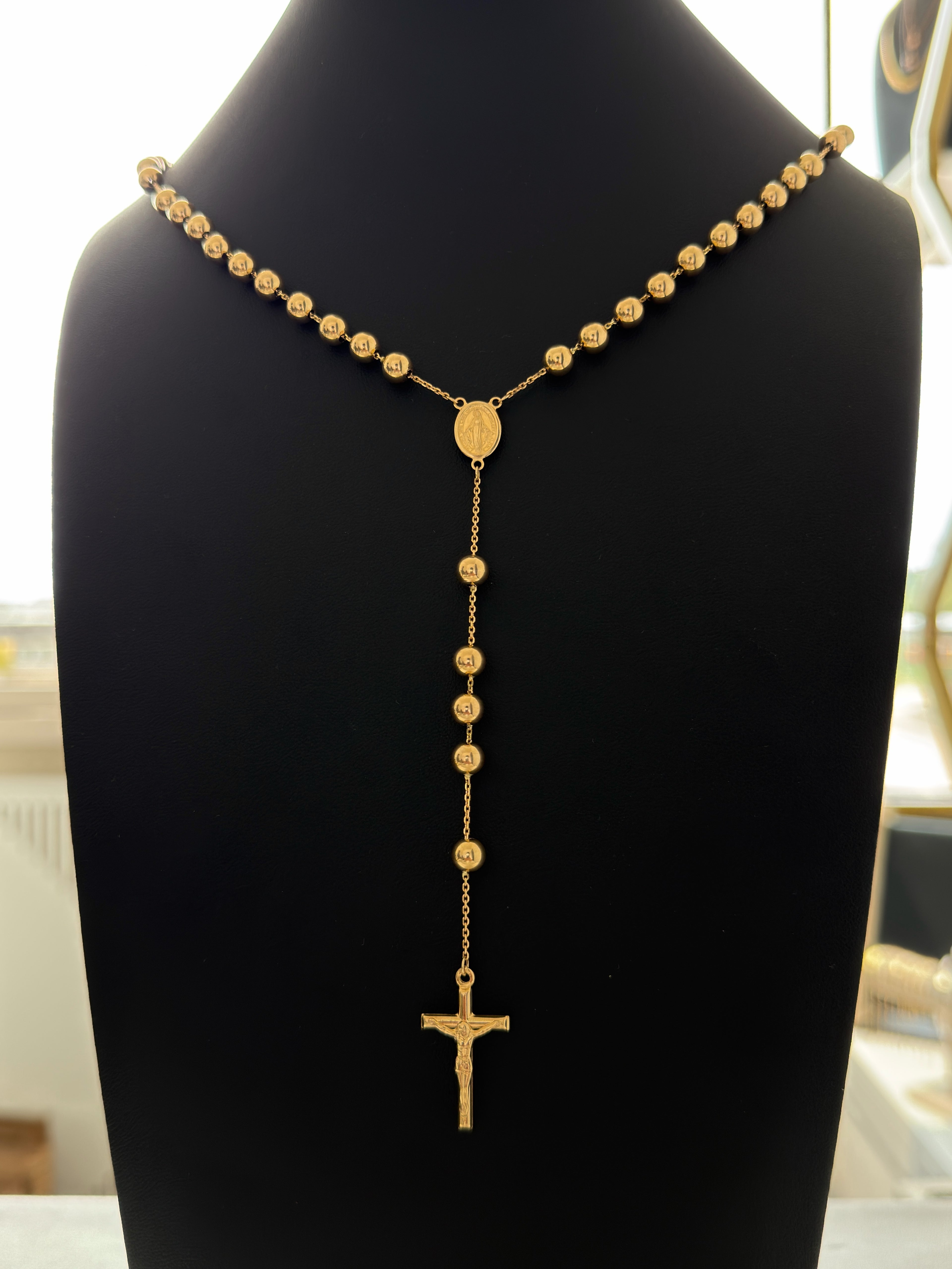 18K Gold Traditional Catholic Rosary Chain For Men