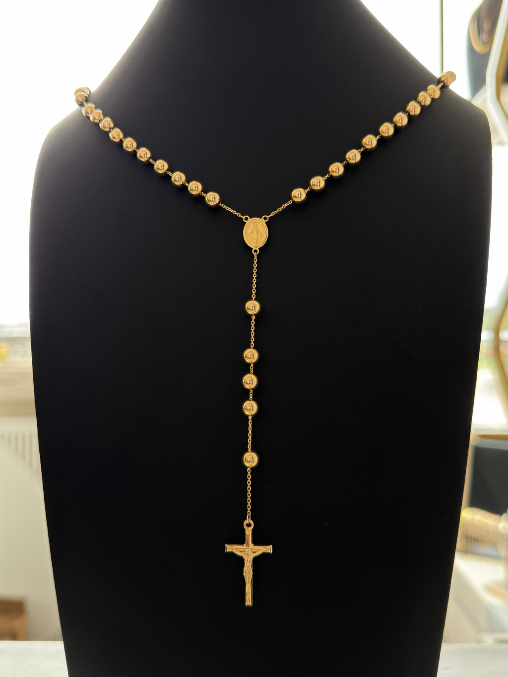 18K Gold Traditional Catholic Rosary Chain For Men