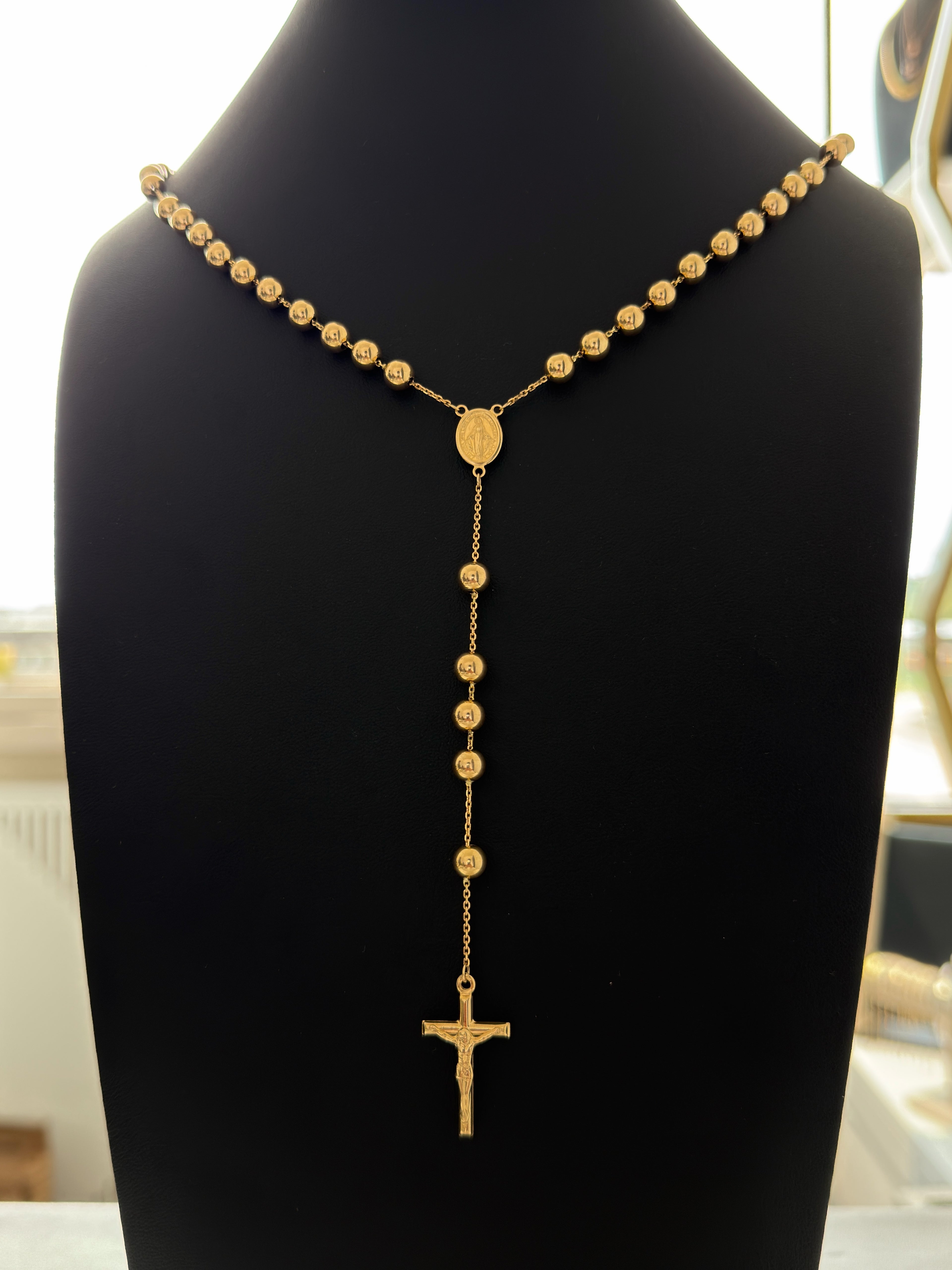 18K Gold Traditional Catholic Rosary Chain For Men